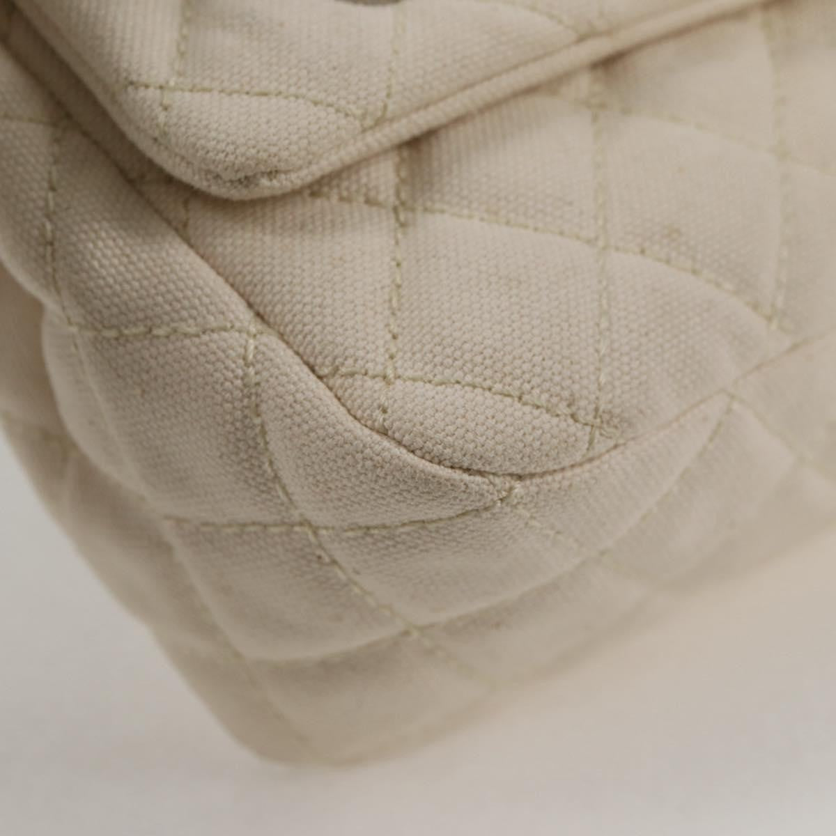 Chanel Cruise Flap Quilted Canvas White Canvas Handbag (Pre-Owned)