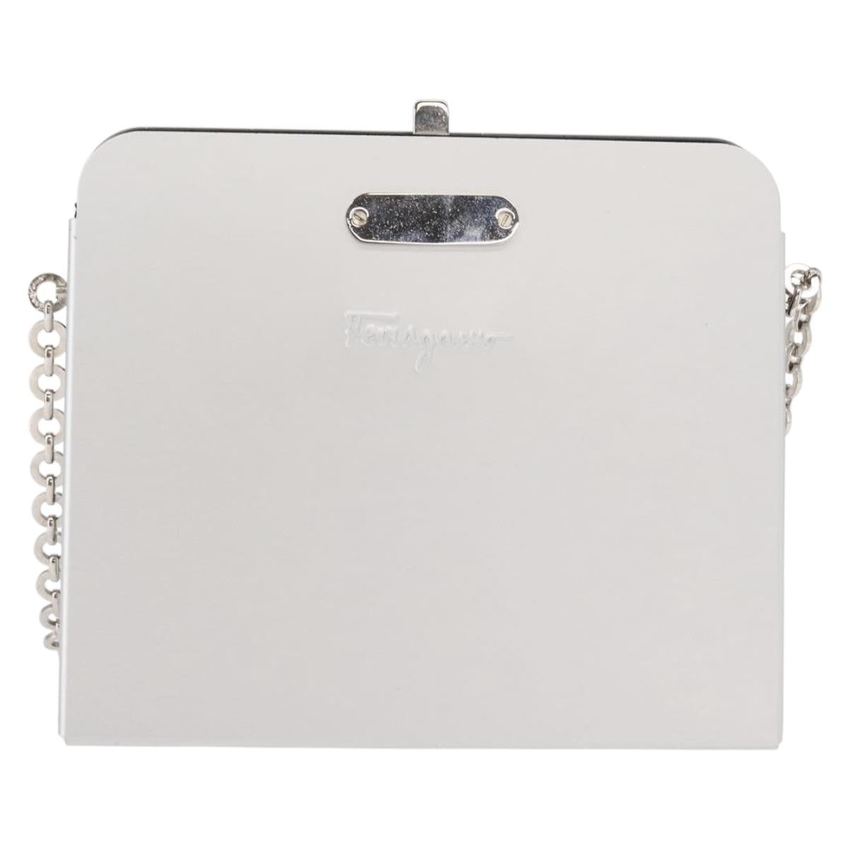 Salvatore Ferragamo Vintage Gancini Chain Leather Silver Stainless_Steel Shoulder Bag Bag (Pre-Owned)