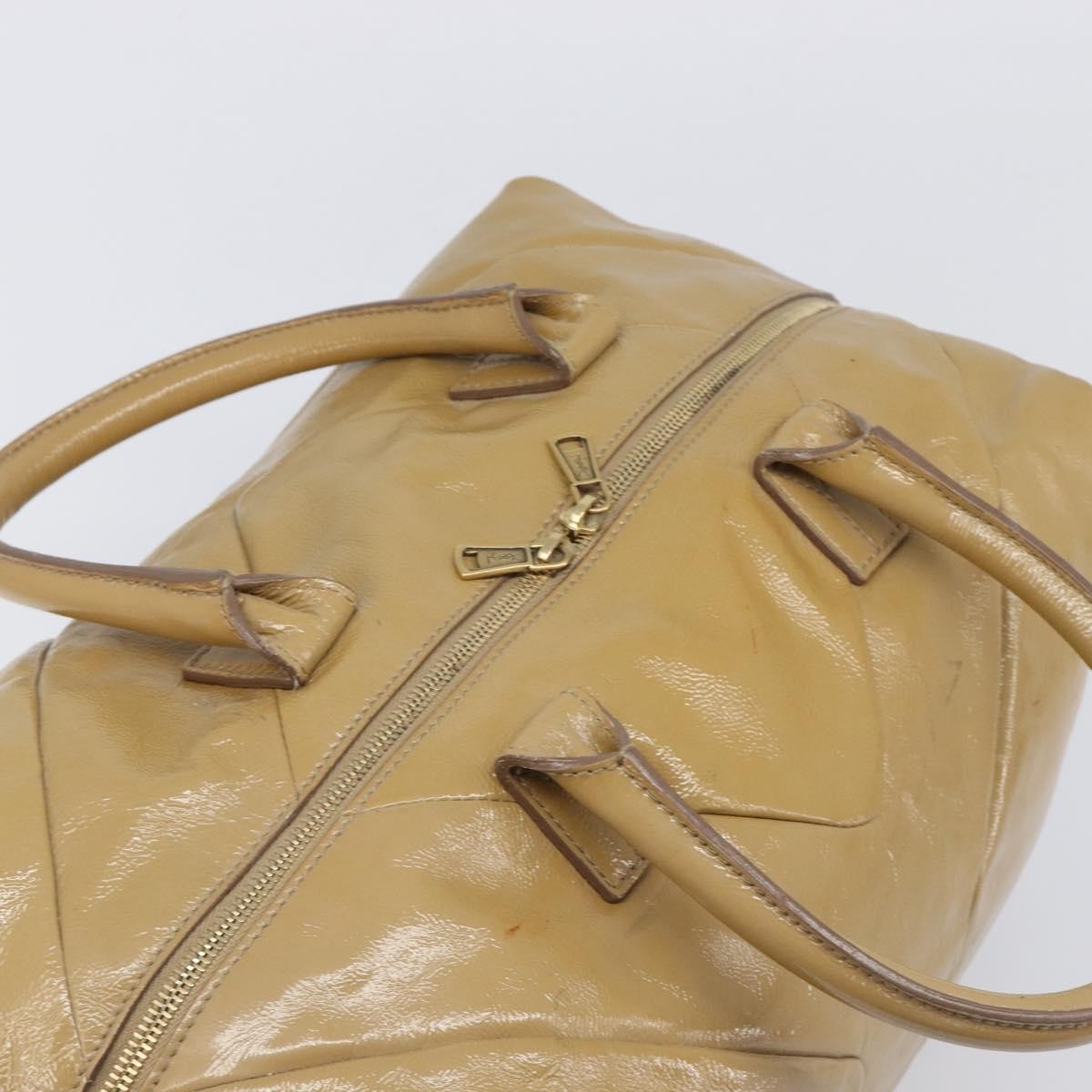 Saint Laurent Easy Y Satchel Patent Beige Patent_Leather Handbag (Pre-Owned)