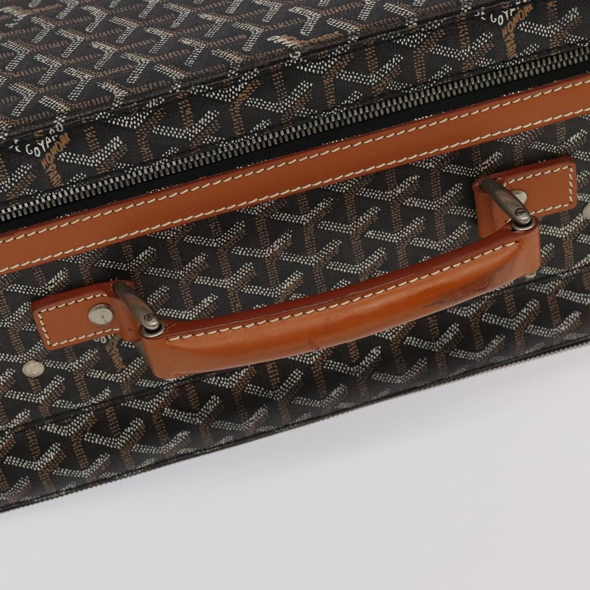 Goyard Bourget Trolley Rolling Luggage Coated Canvas Brown Pvc Travel Bag Bag (Pre-Owned)