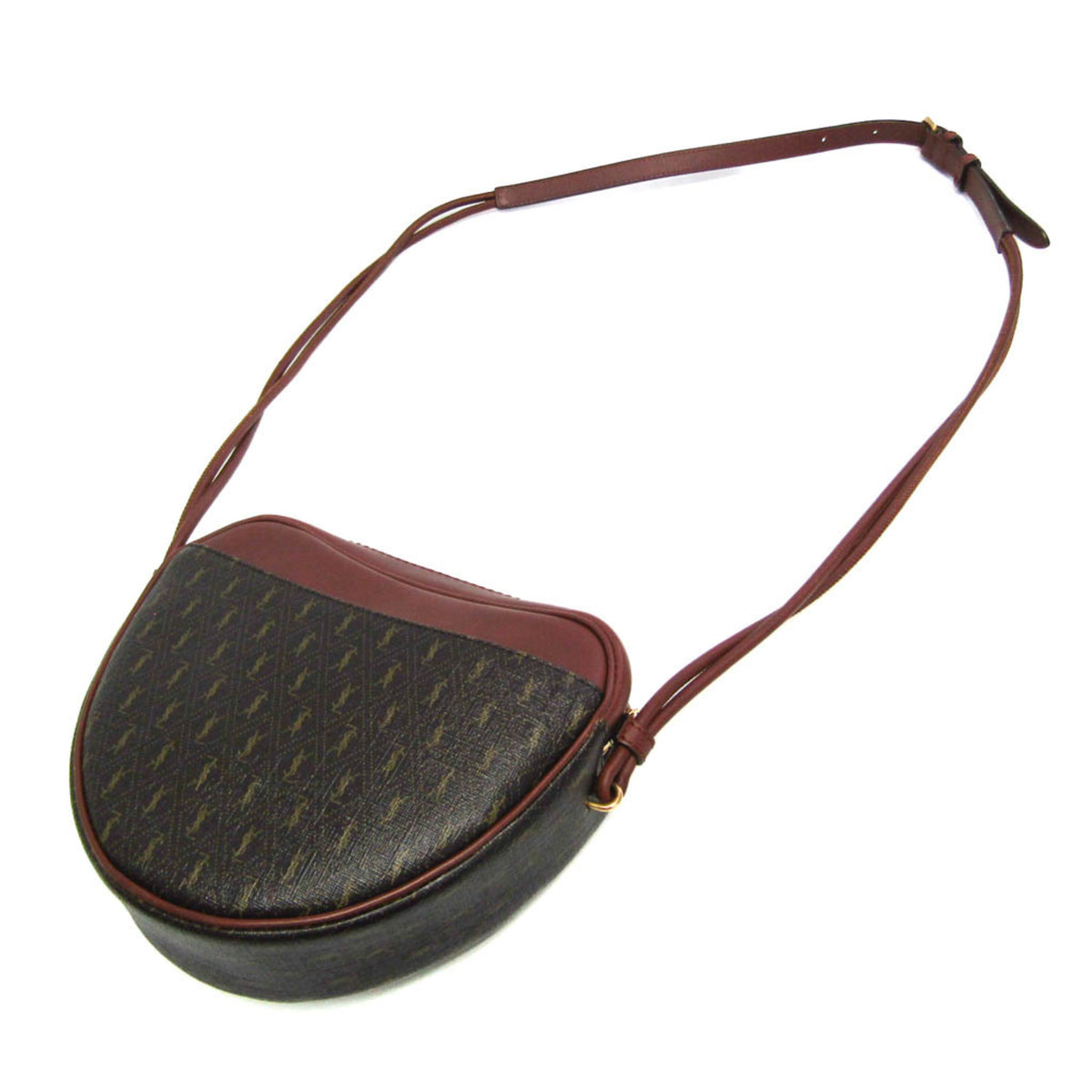Saint Laurent Le Monogramme Coeur Monogram All Over Coated Canvas And Leather Brown Leather Clutche & Pouche Bag (Pre-Owned)
