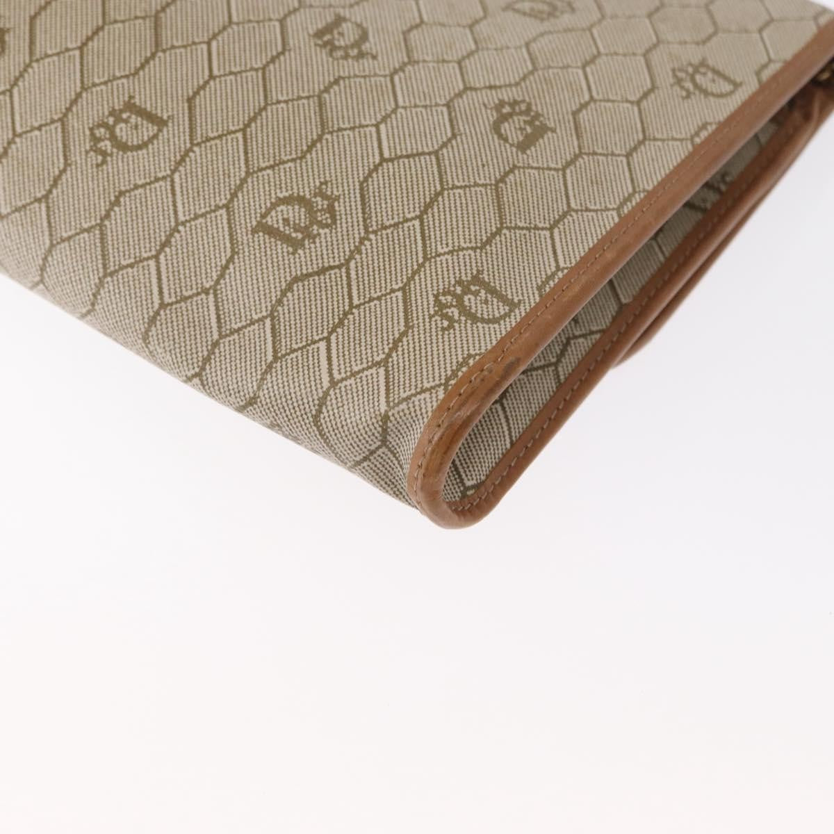 Christian Dior Vintage Honeycomb Chain Canvas Beige Canvas Shoulder Bag Bag (Pre-Owned)