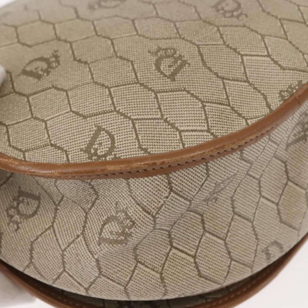 Christian Dior Vintage Honeycomb Flap Coated Canvas Beige Canvas Bag (Pre-Owned)