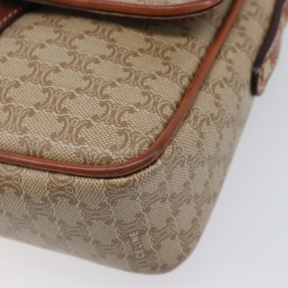 Celine Macadam Shoulder Canvas Beige Canvas Crossbody Bag Bag (Pre-Owned)