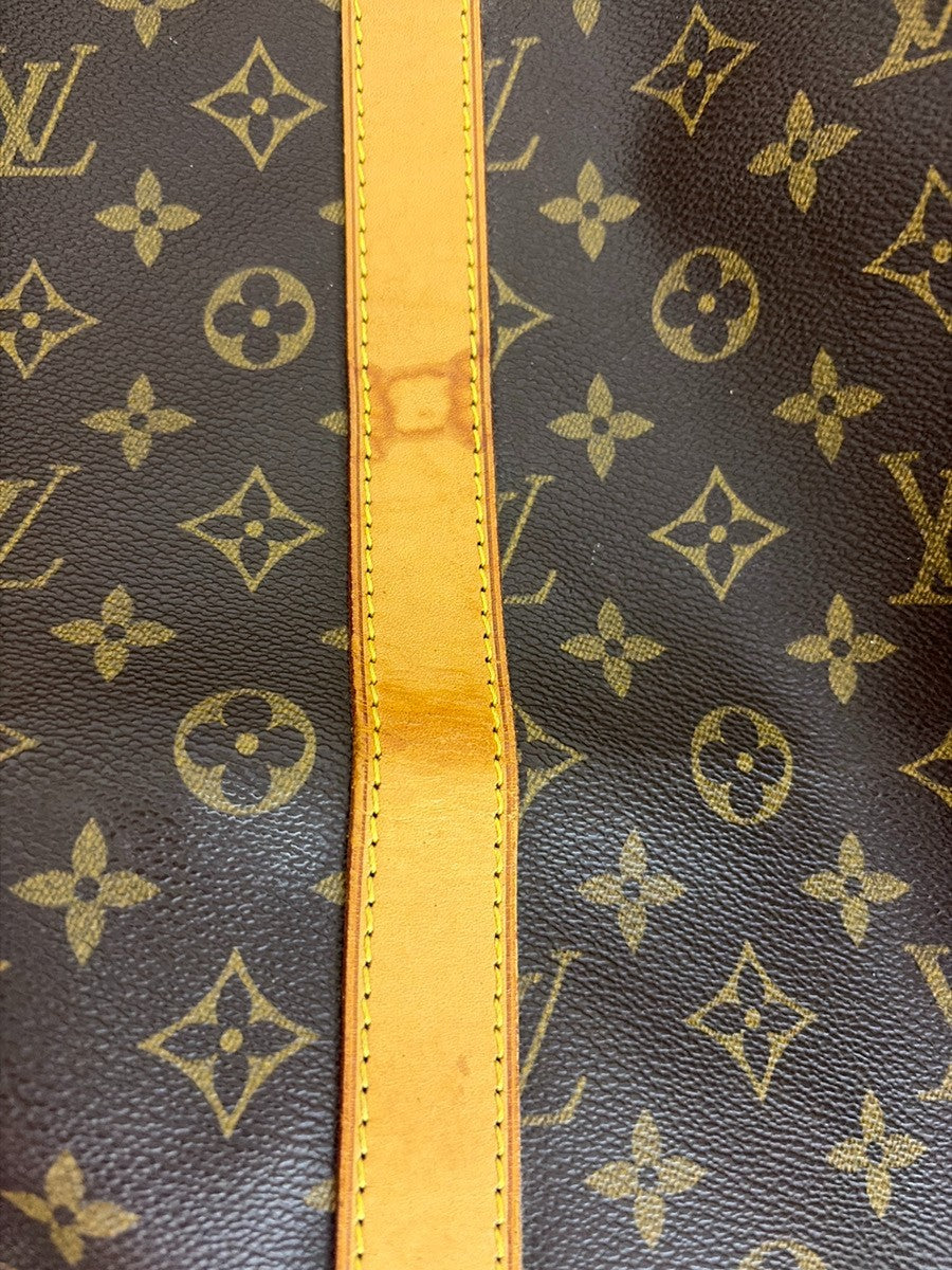 Louis Vuitton Keepall Monogram Canvas Brown Leather Travel Bag Bag (Pre-Owned)