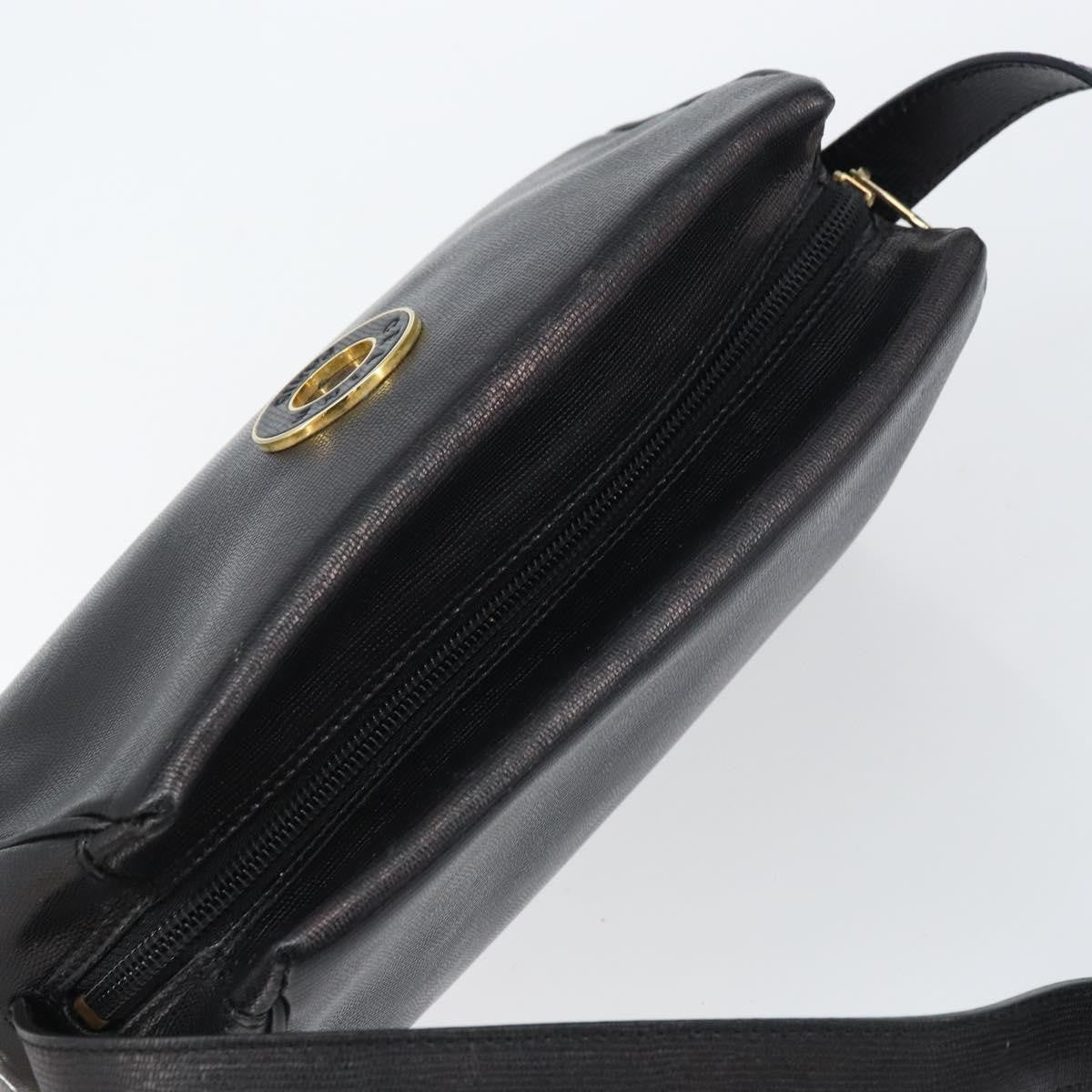 Celine Circle Logo Leather Black Leather Shoulder Bag Bag (Pre-Owned)