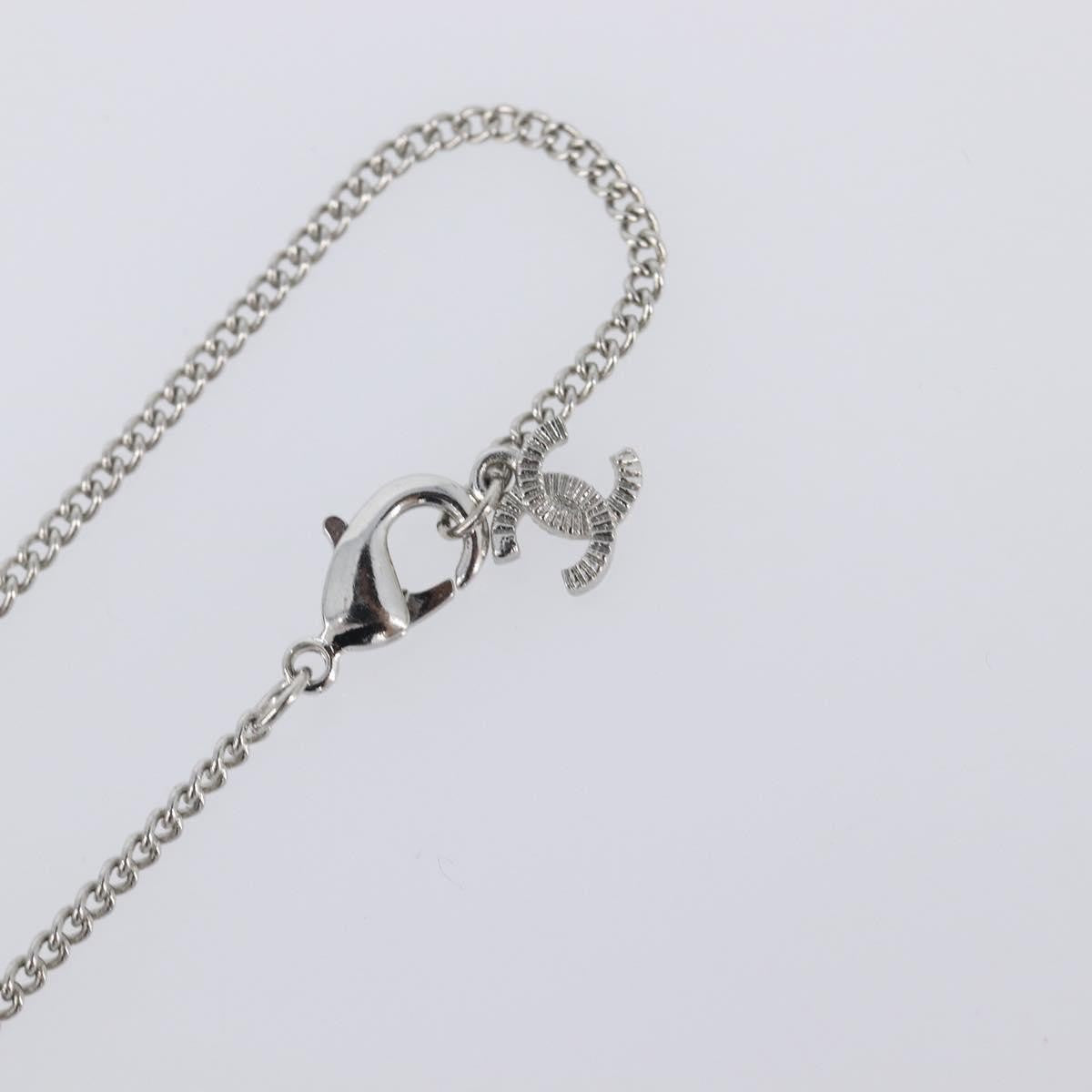 Chanel Cc Ball Drop Pendant Metal With Crystals Silver Metal Necklace Jewelry (Pre-Owned)