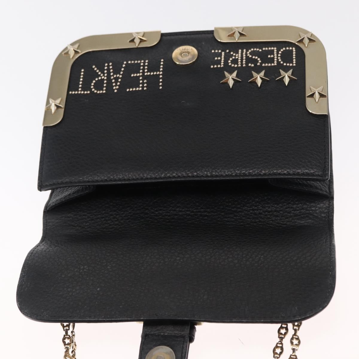 Valentino Garavani Chain Flap Leather Black Leather Shoulder Bag Bag (Pre-Owned)