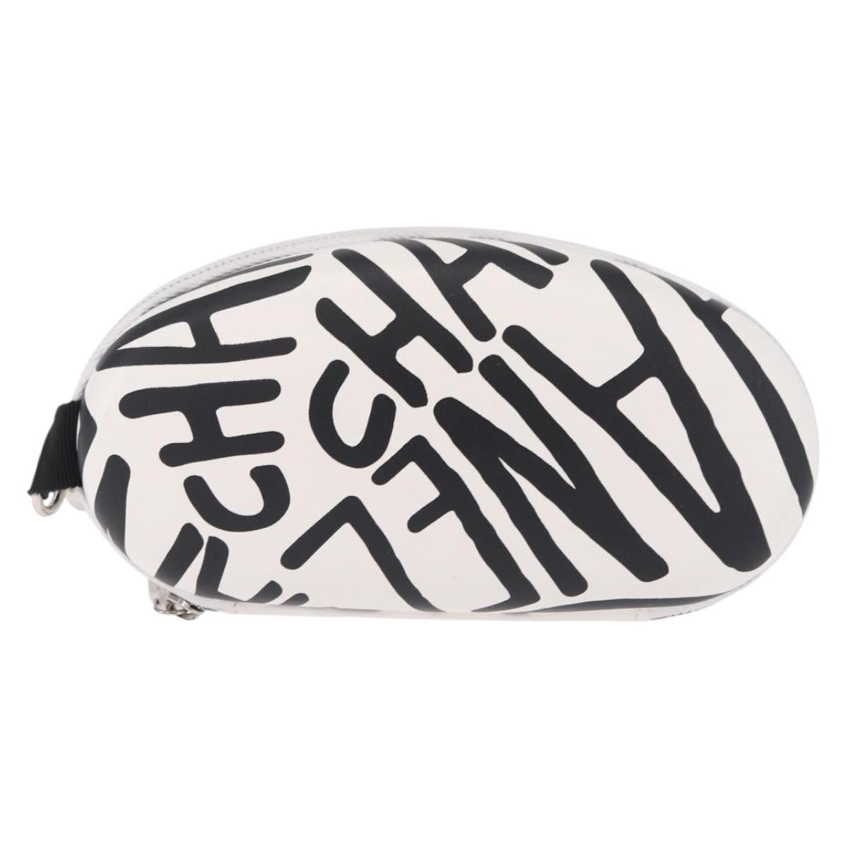 Chanel Coco Neige Zip Around Sunglasses Case With Chain Printed Leather White Leather Sunglasse Accessory (Pre-Owned)