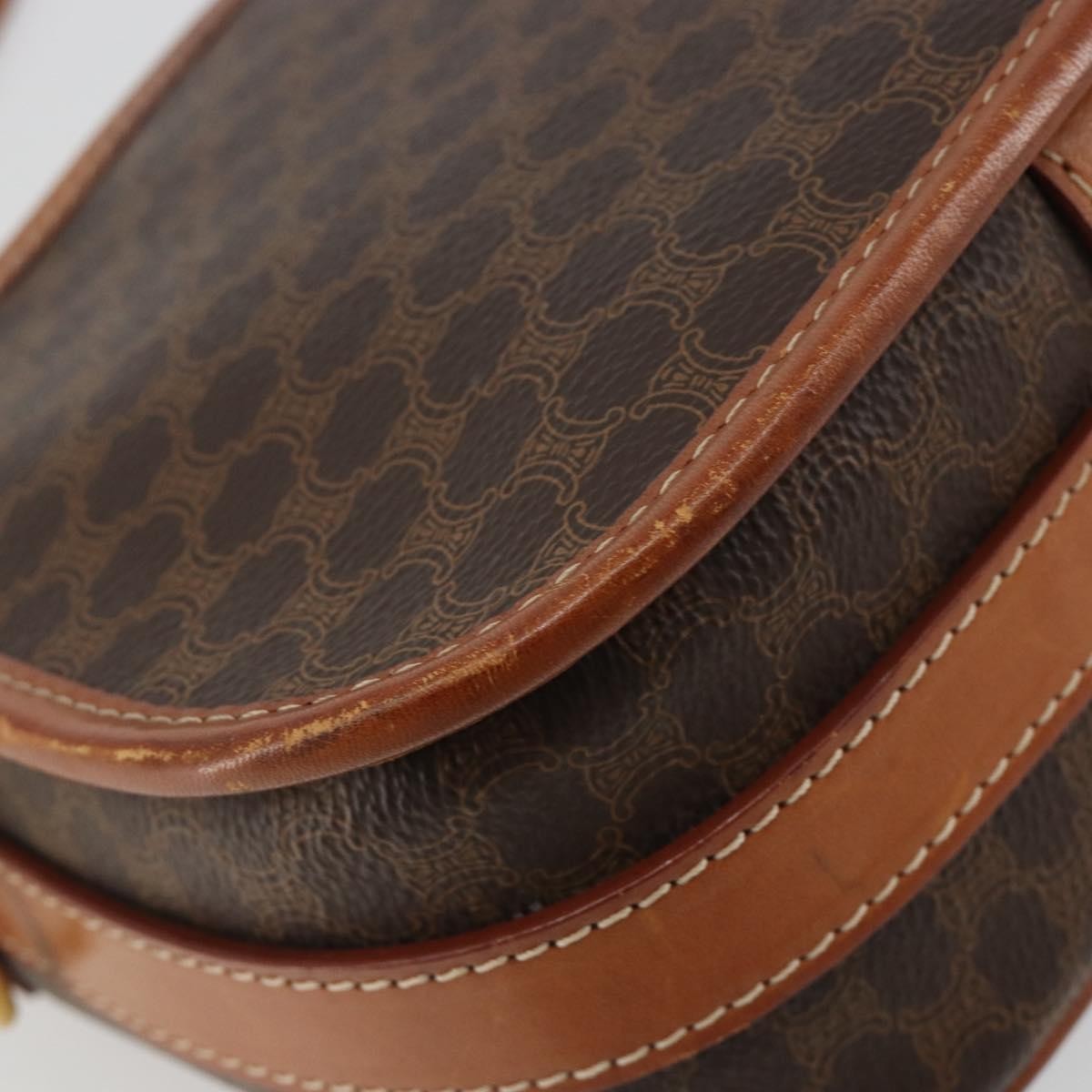 Celine Vintage Macadam Canvas And Leather Brown Canvas Shoulder Bag Bag (Pre-Owned)