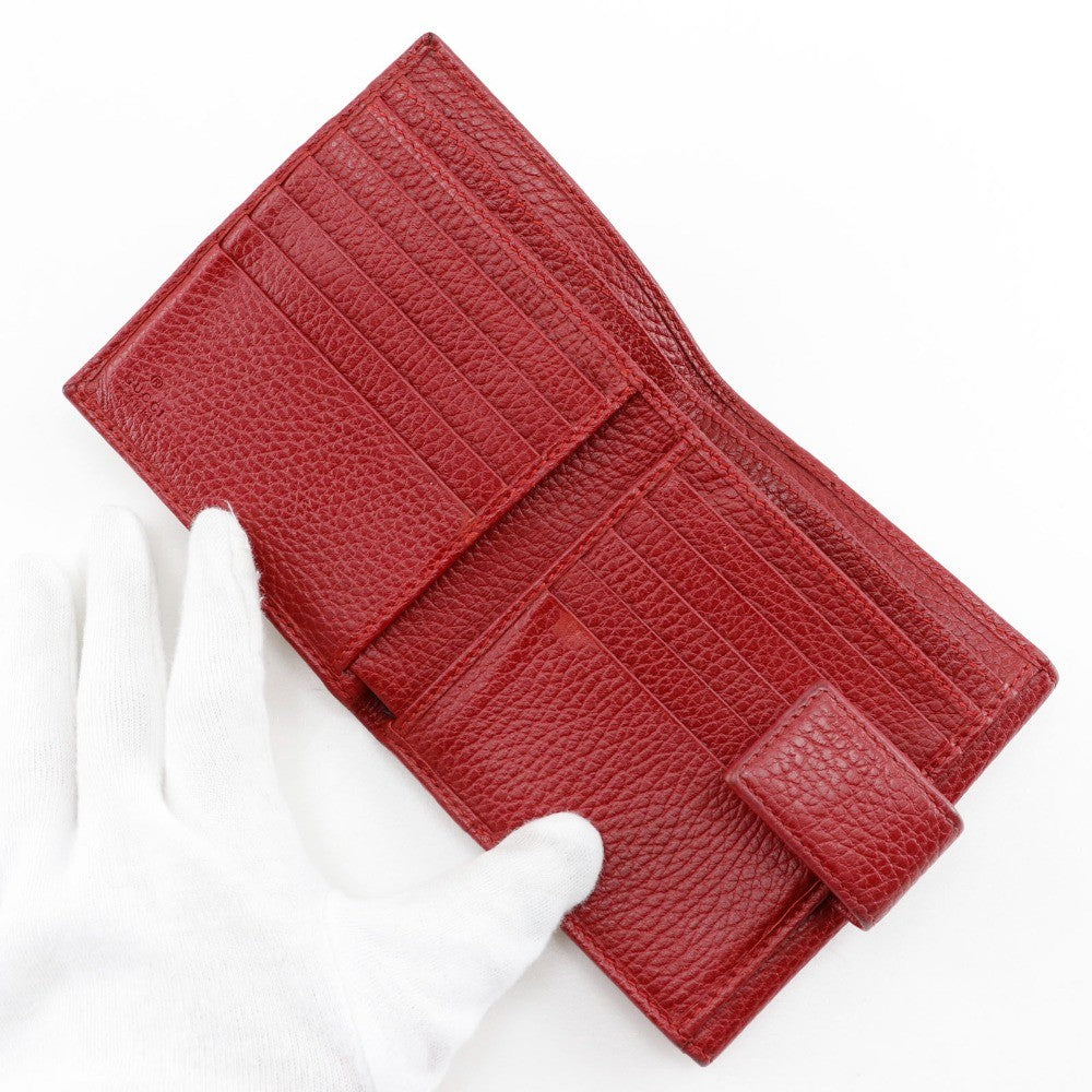 Gucci Gg Marmont Bifold Leather Red Leather Wallets Accessory (Pre-Owned)