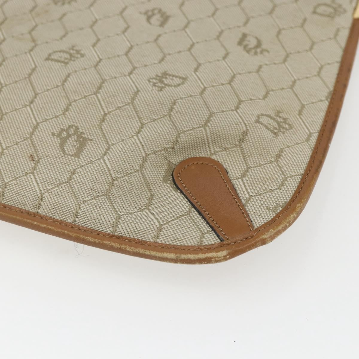 Christian Dior Vintage Honeycomb Canvas And Leather Beige Canvas Shoulder Bag Bag (Pre-Owned)