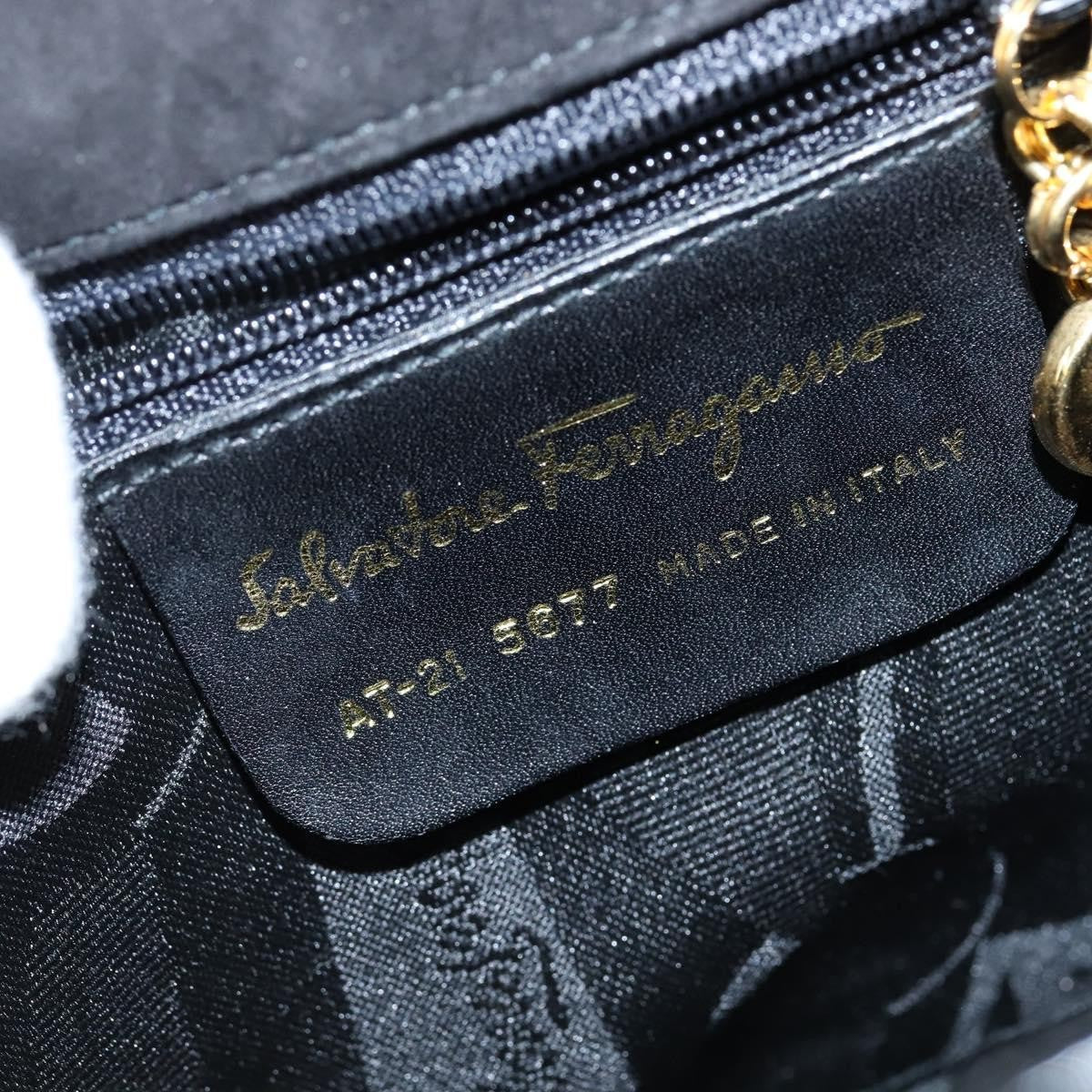 Salvatore Ferragamo Vala Patent Leather Black Patent_Leather Handbag (Pre-Owned)