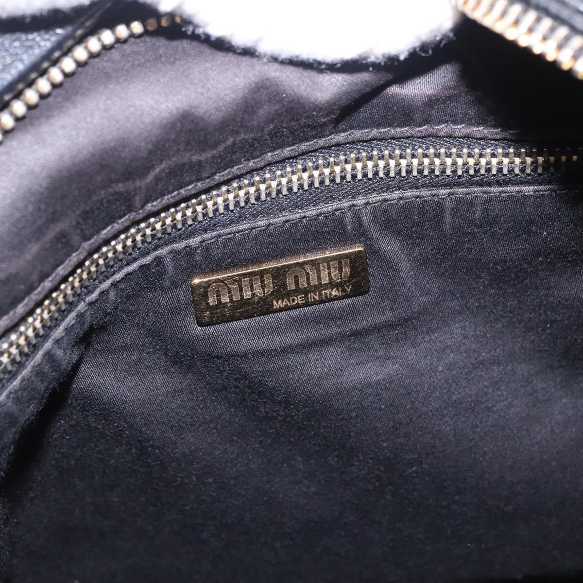 Miu Miu Zip Front Pocket Shopping Tote Leather Black Leather Shoulder Bag Bag (Pre-Owned)