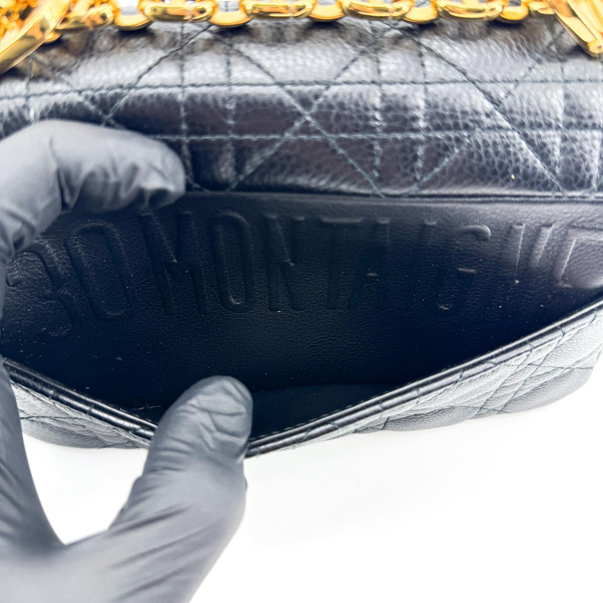 Christian Dior Caro Cannage Quilt Calfskin Black Leather Handbag (Pre-Owned)