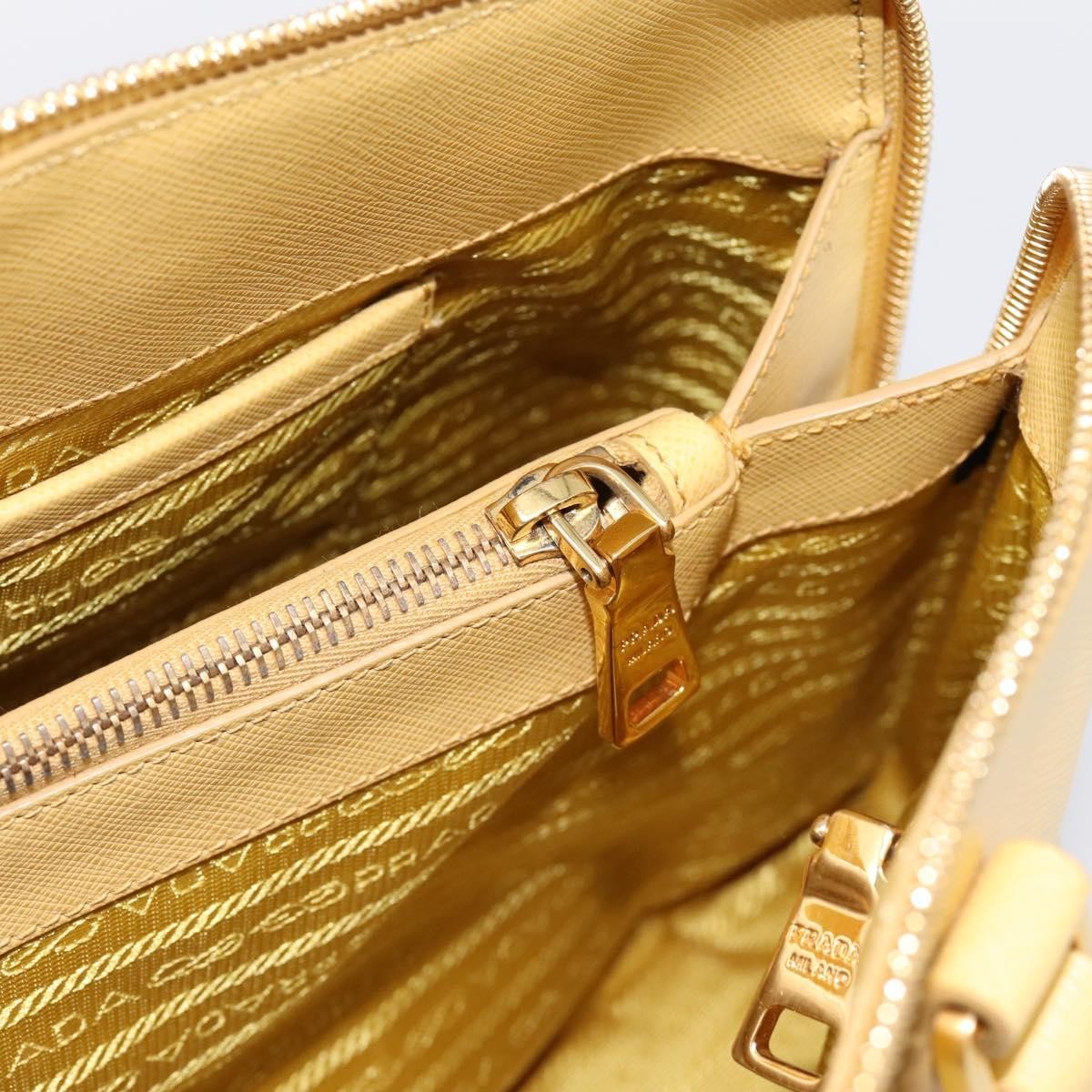 Prada Promenade Saffiano Leather Yellow Leather Handbag (Pre-Owned)