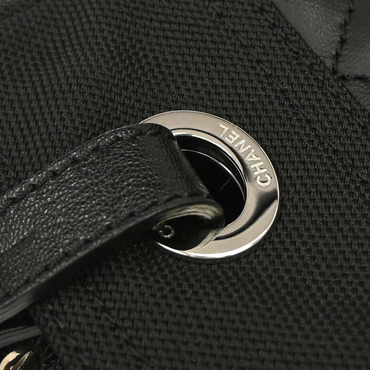 Chanel Biarritz Tote Quilted Coated Canvas Black Canvas Tote Bag Bag (Pre-Owned)