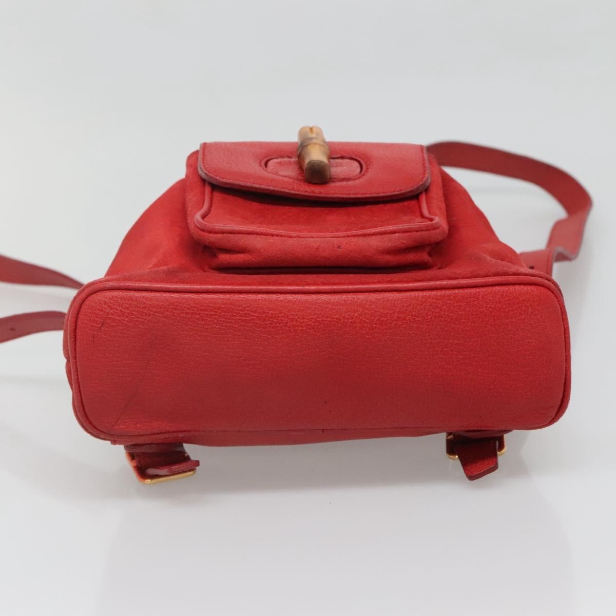 Gucci Vintage Bamboo Suede Red Suede Backpack Bag (Pre-Owned)