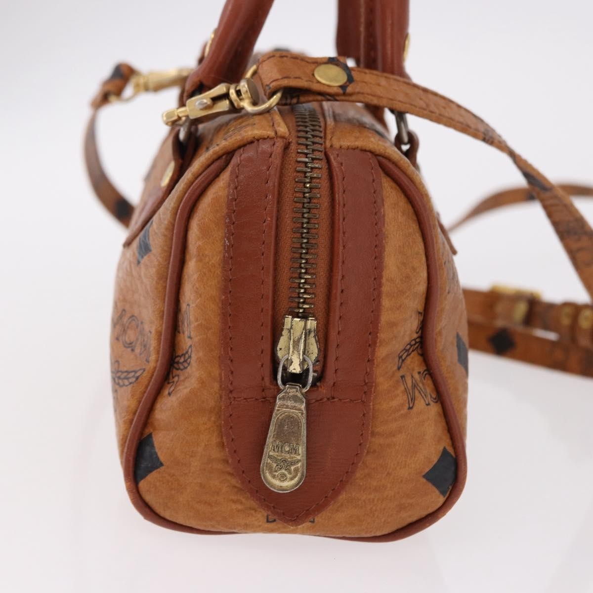 MCM Visetos Logogramme Leather Brown Leather Handbag (Pre-Owned)