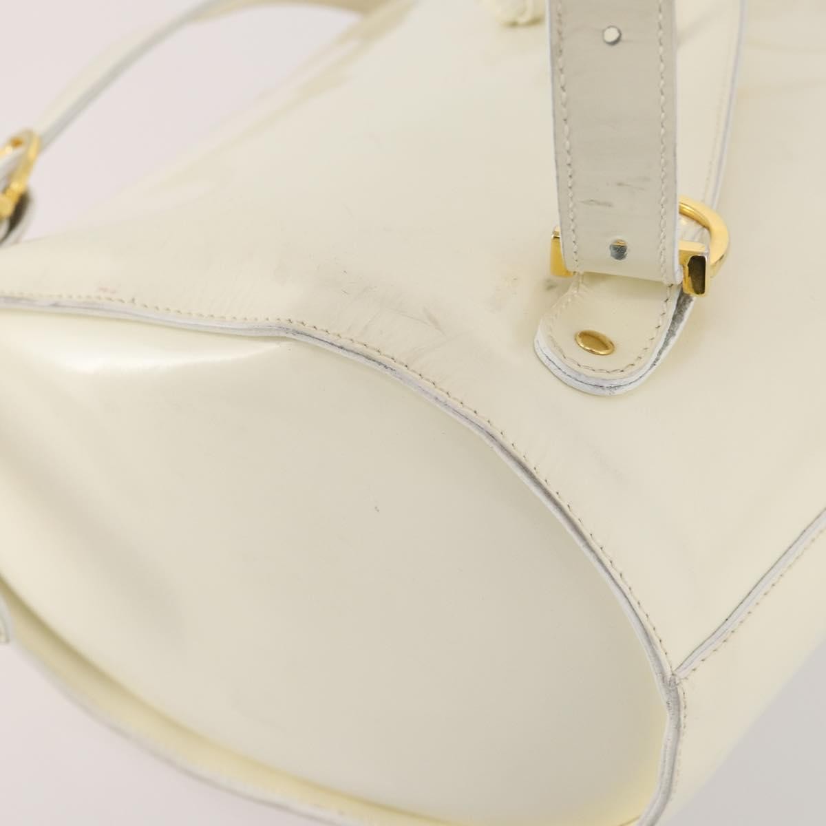 Salvatore Ferragamo Vintage Patent Leather White Patent_Leather Backpack Bag (Pre-Owned)