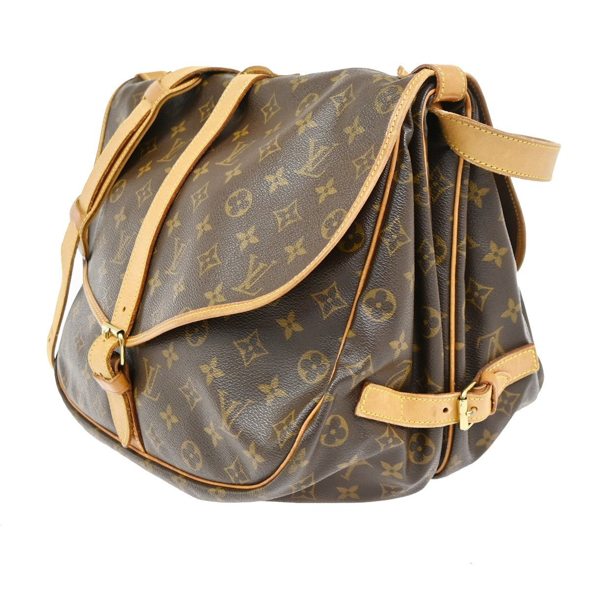 Louis Vuitton Saumur Monogram Brown Canvas Shoulder Bag Bag (Pre-Owned)