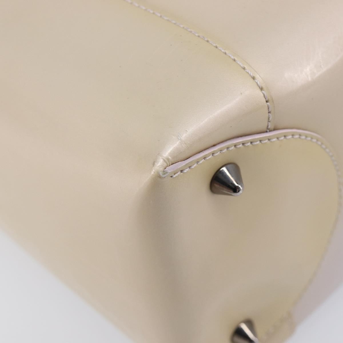 Christian Dior Pearl Lady Dior Patent Leather Beige Patent_Leather Handbag (Pre-Owned)