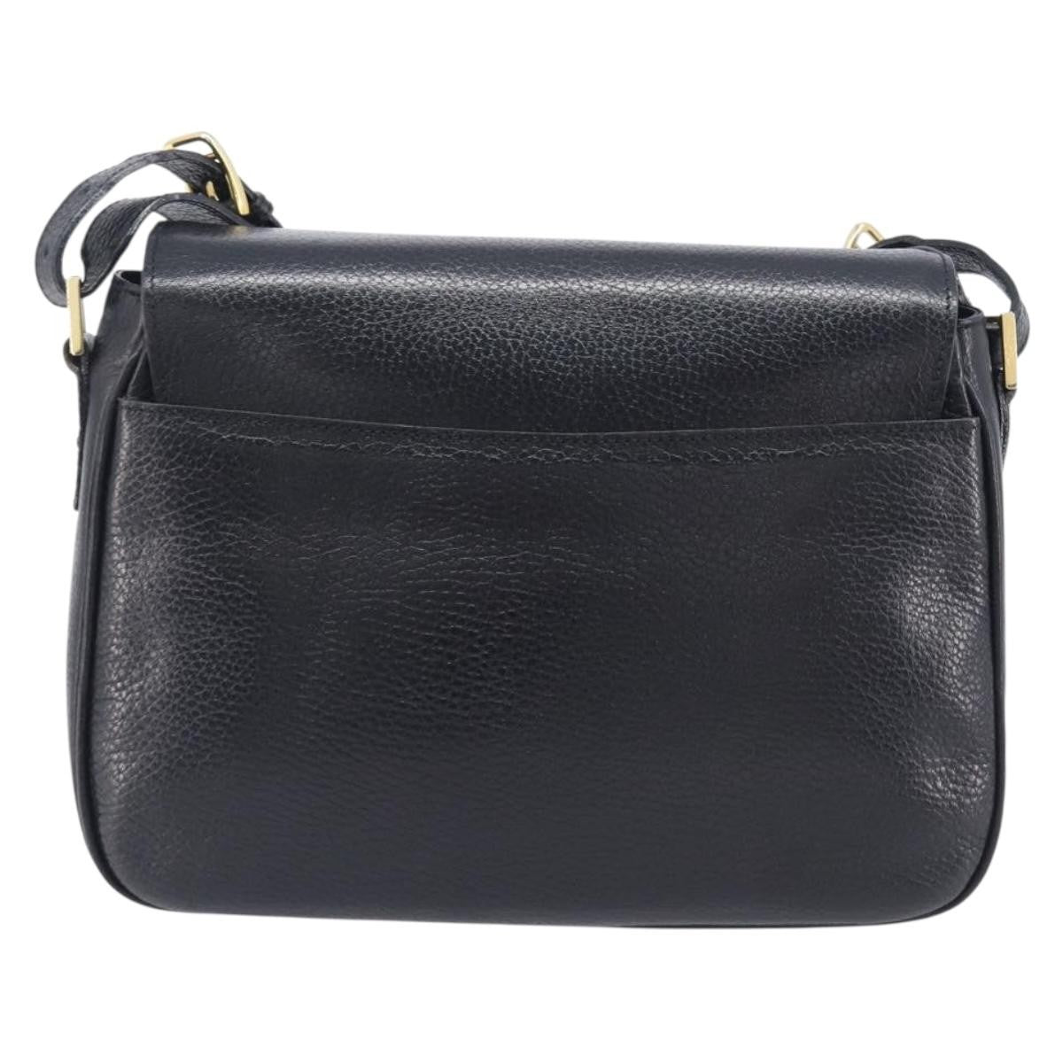 Celine Vintage Circle Logo Leather Black Leather Crossbody Bag Bag (Pre-Owned)