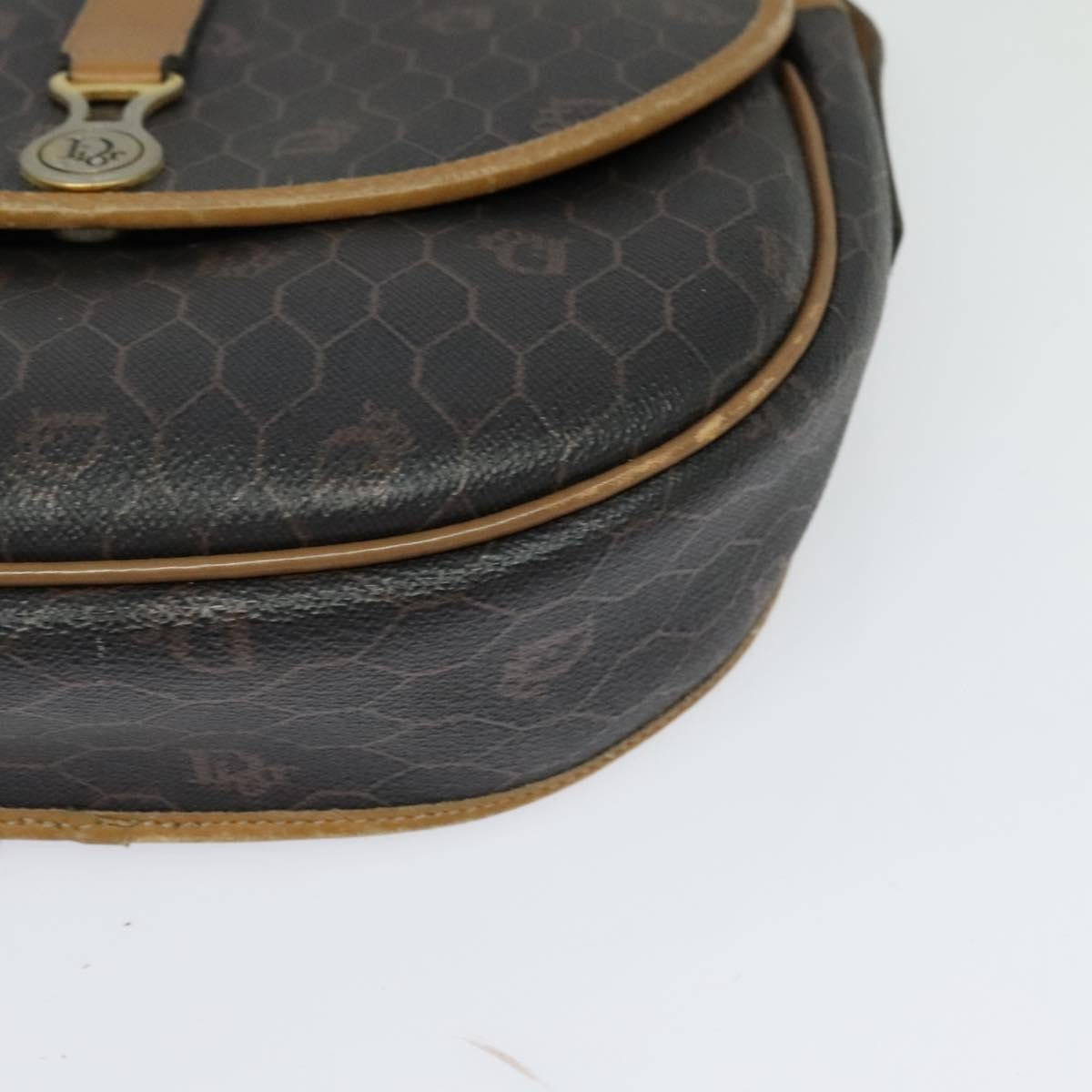 Christian Dior Vintage Honeycomb Flap Canvas And Leather Black Canvas Shoulder Bag Bag (Pre-Owned)