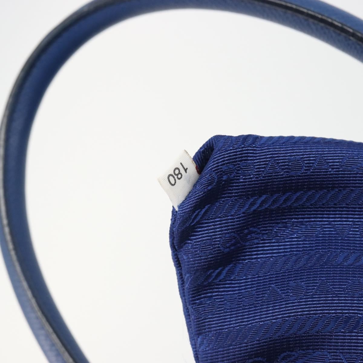 Prada Cuir Promenade Front Zip Tote Leather Blue Leather Handbag (Pre-Owned)
