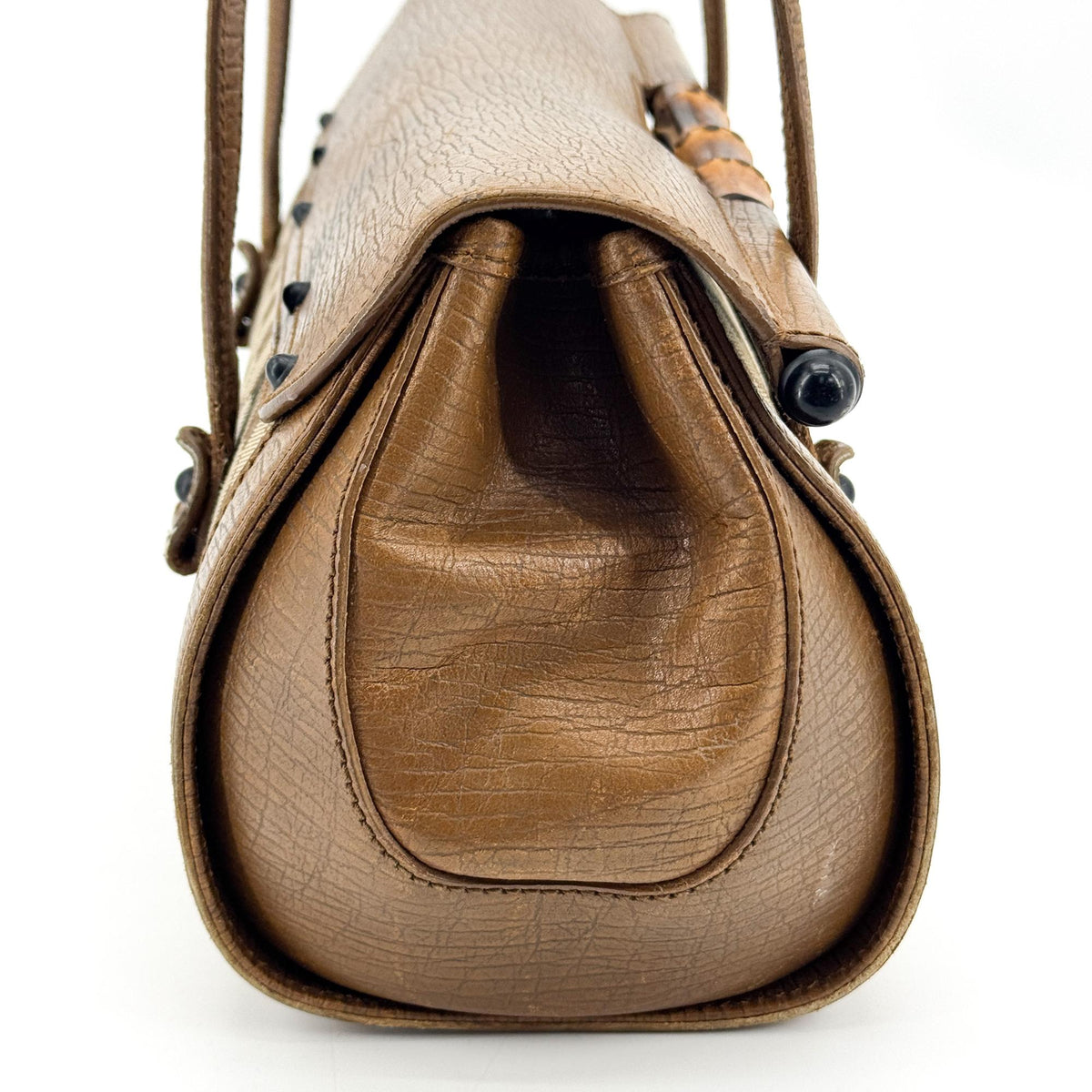 Gucci Bamboo Bullet Gg Canvas Brown Canvas Handbag (Pre-Owned)