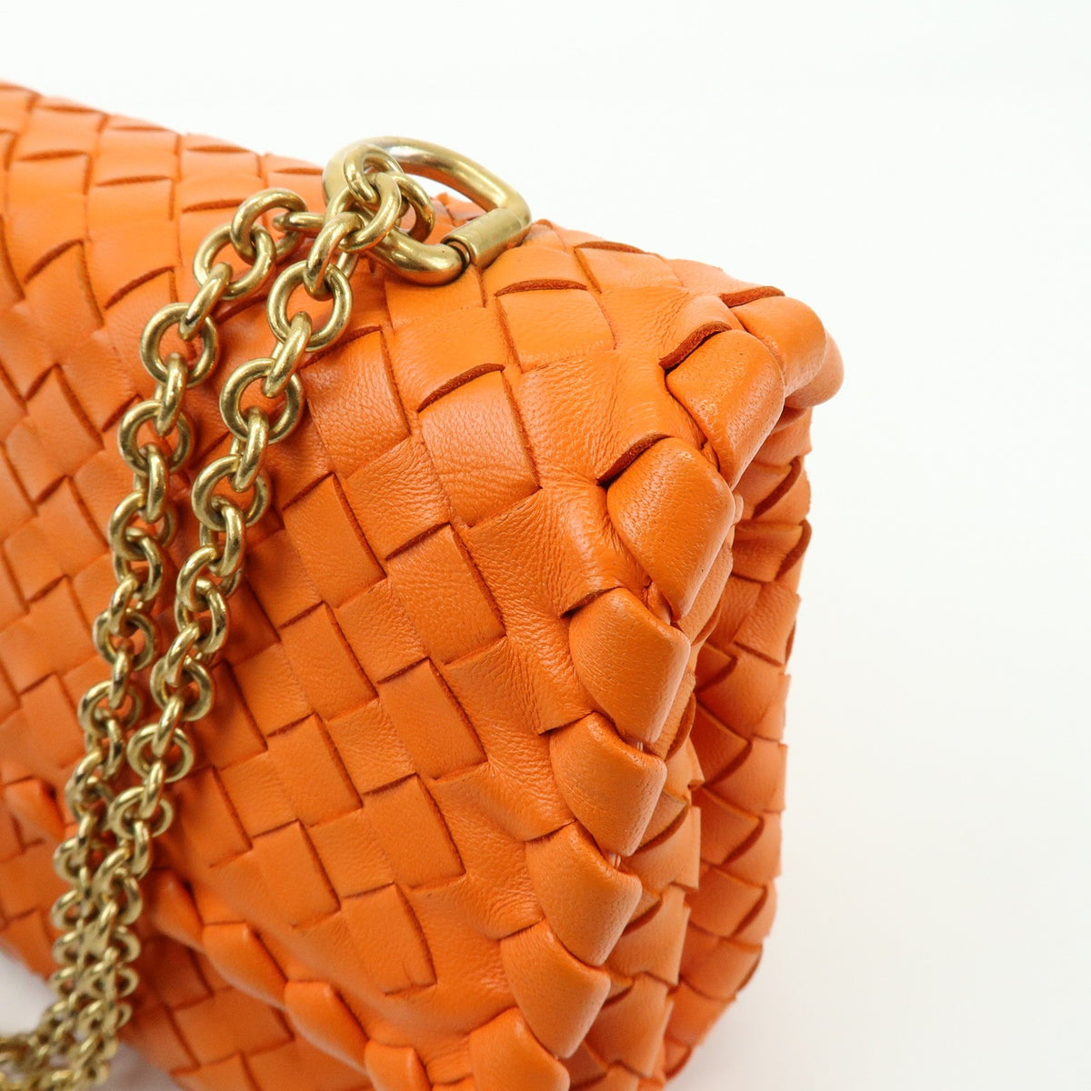 Bottega Veneta Olimpia Intrecciato Nappa Orange Leather Crossbody Bag Bag (Pre-Owned)