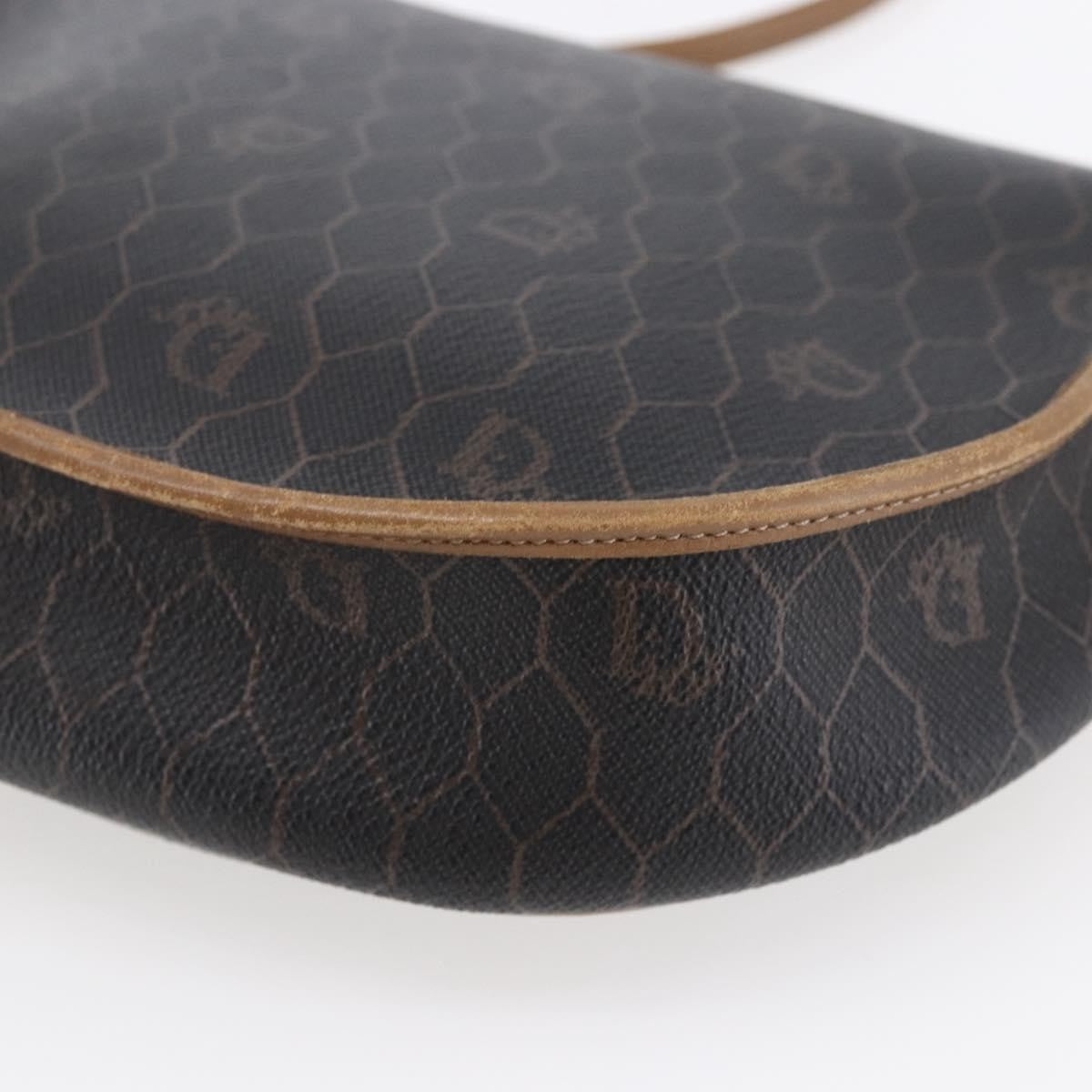 Christian Dior Vintage Honeycomb Flap Canvas And Leather Black Canvas Shoulder Bag Bag (Pre-Owned)