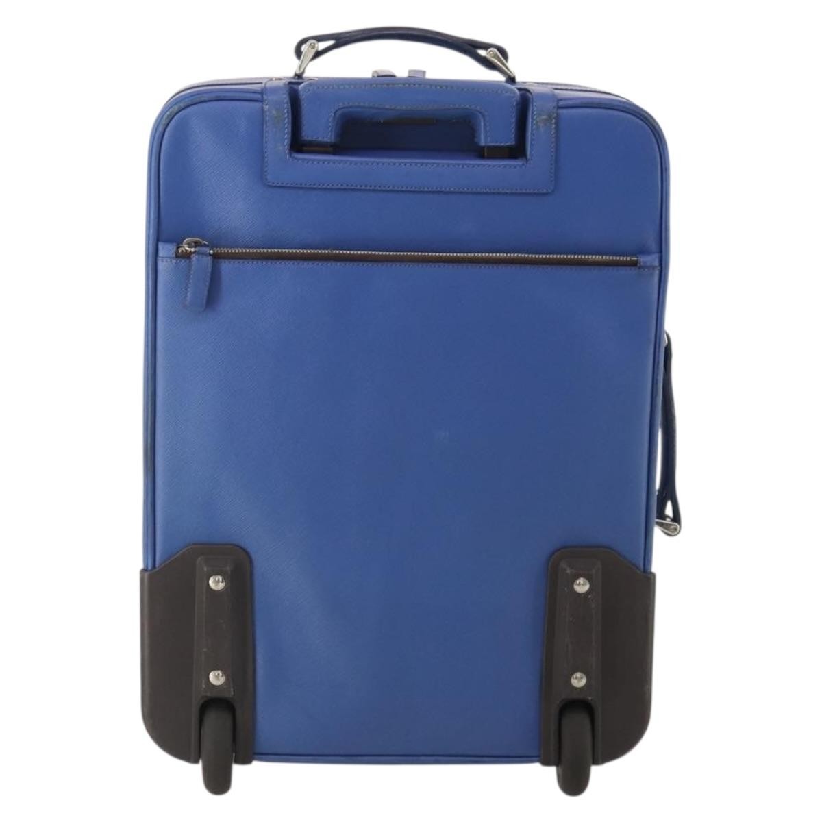 Prada Travel Saffiano Leather Blue Leather Travel Bag Bag (Pre-Owned)