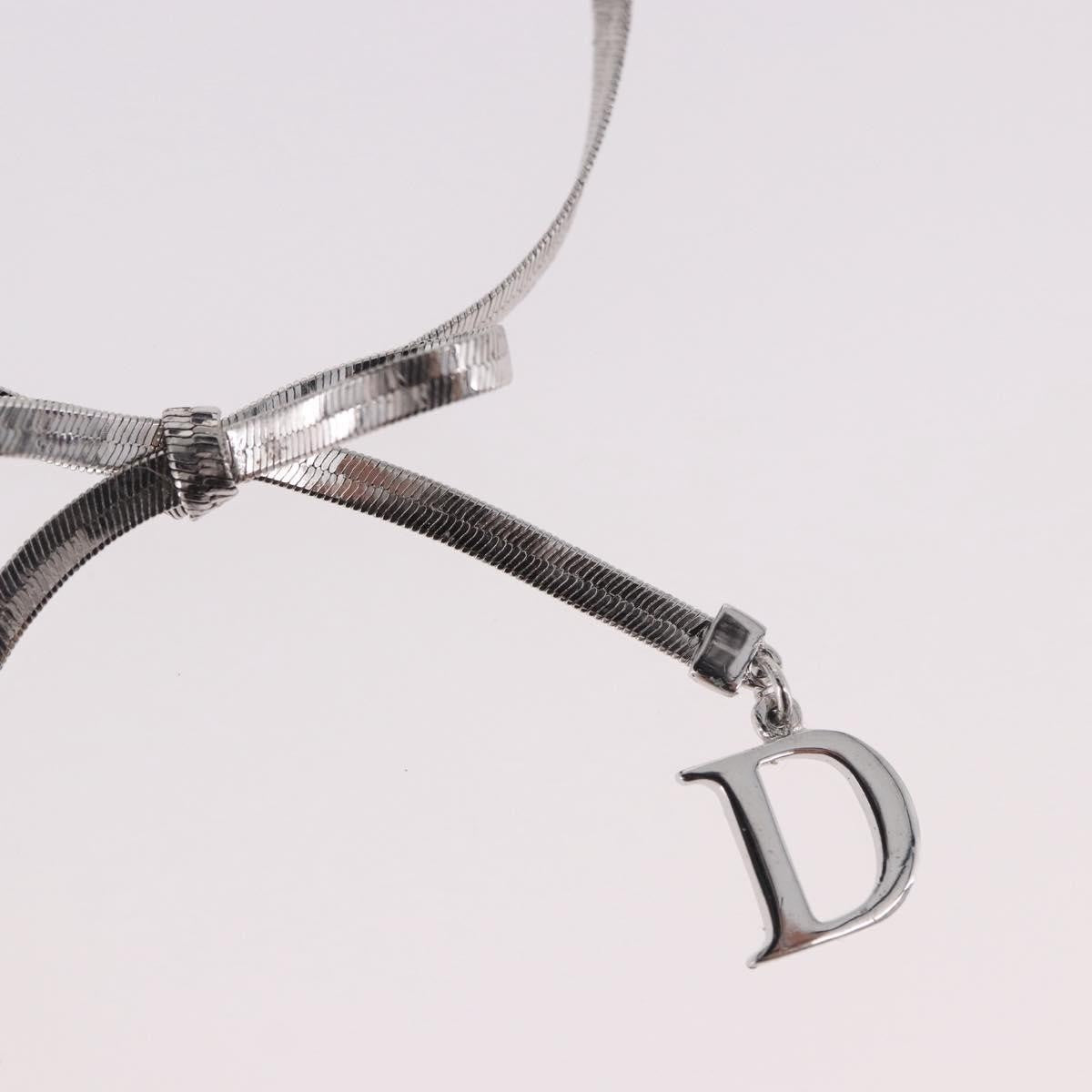 Christian Dior Vintage Ribbon Bow Snake Chain Metal Silver Metal Bracelet Jewelry (Pre-Owned)