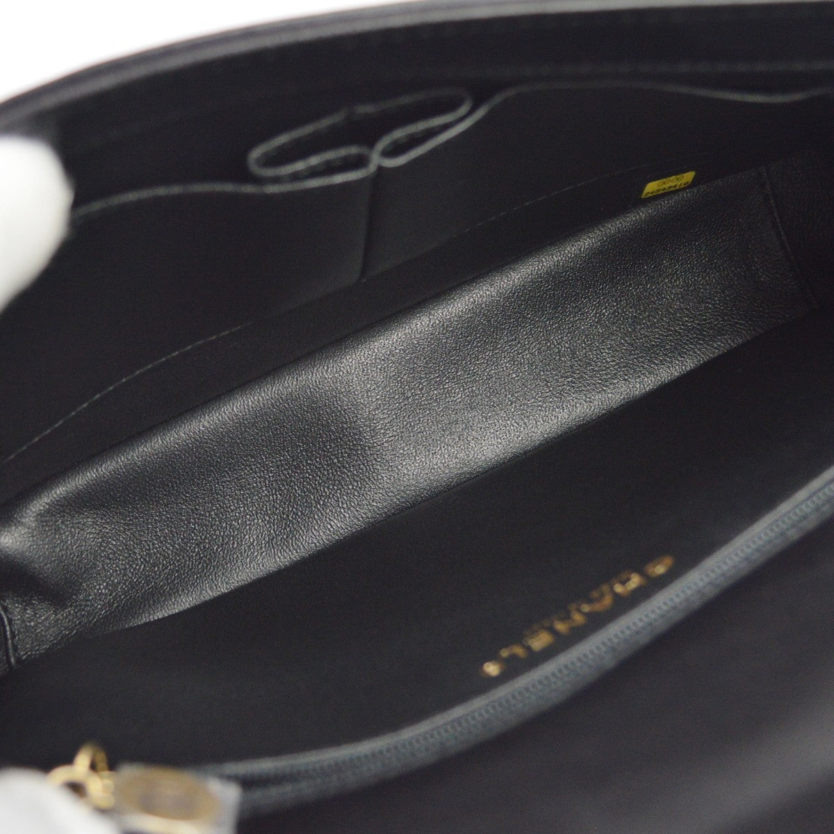 Chanel Reversed Flap Chevron Lambskin Black Leather Handbag (Pre-Owned)