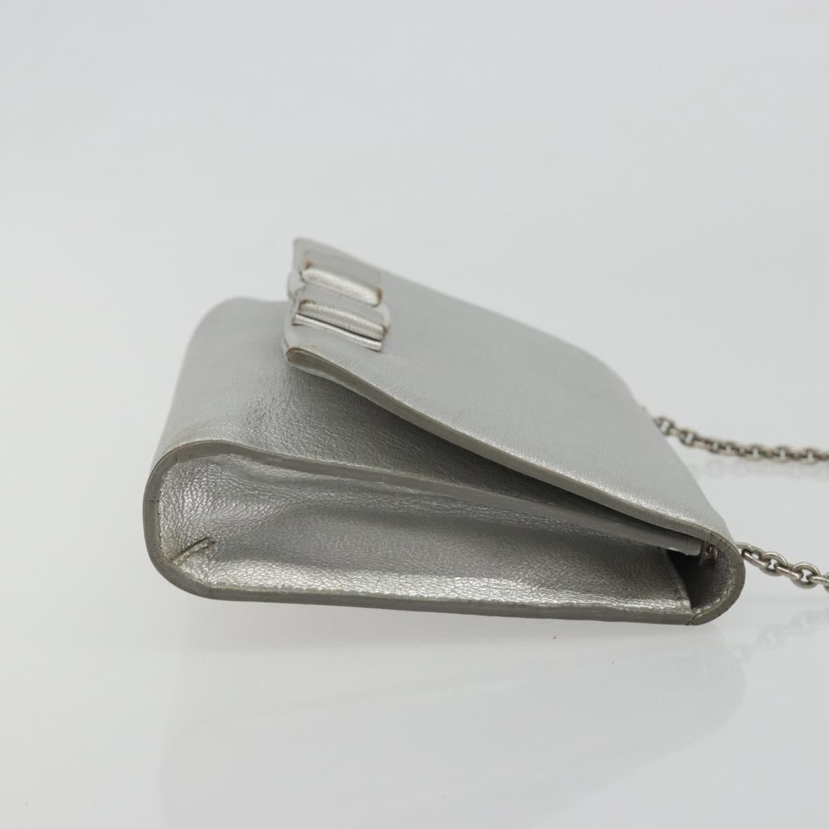 Salvatore Ferragamo Vara Chain Flap Leather Silver Leather Shoulder Bag Bag (Pre-Owned)