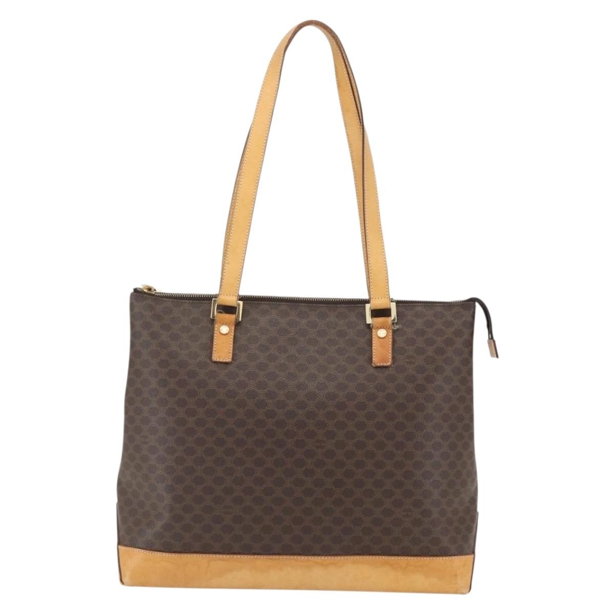 Celine Vintage Macadam Canvas And Leather Brown Canvas Tote Bag Bag (Pre-Owned)