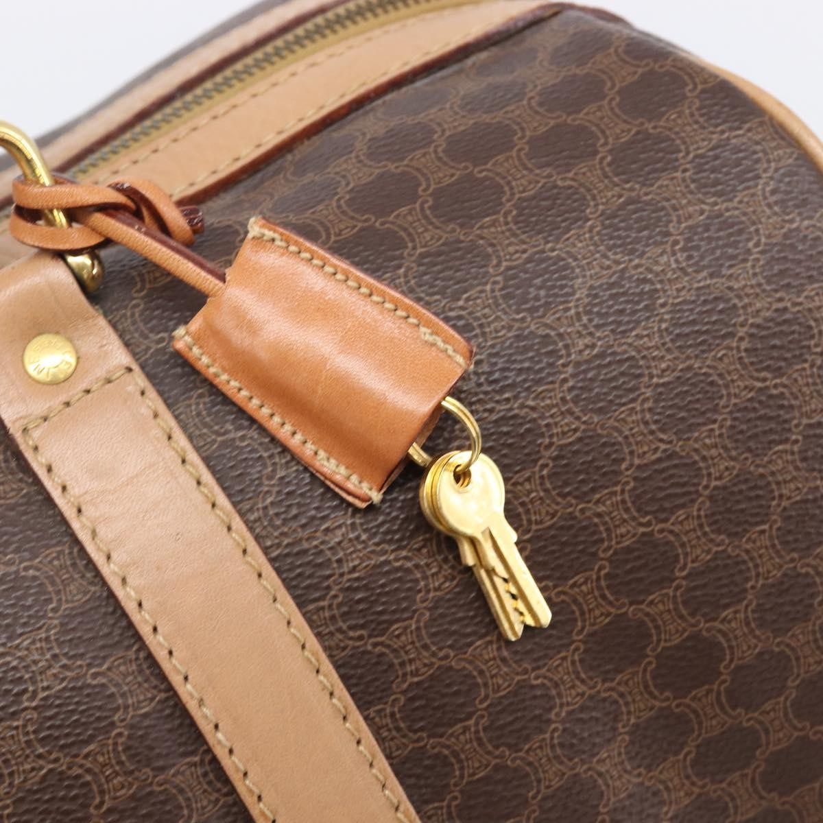 Celine Vintage Duffle Macadam Coated Canvas Brown Pvc Handbag (Pre-Owned)