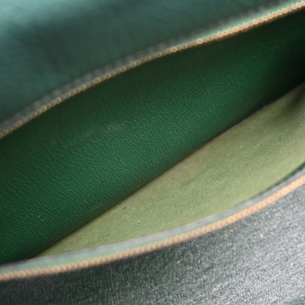 Hermes Kelly 2 Way Taurillon Clemence Green Leather Handbag (Pre-Owned)