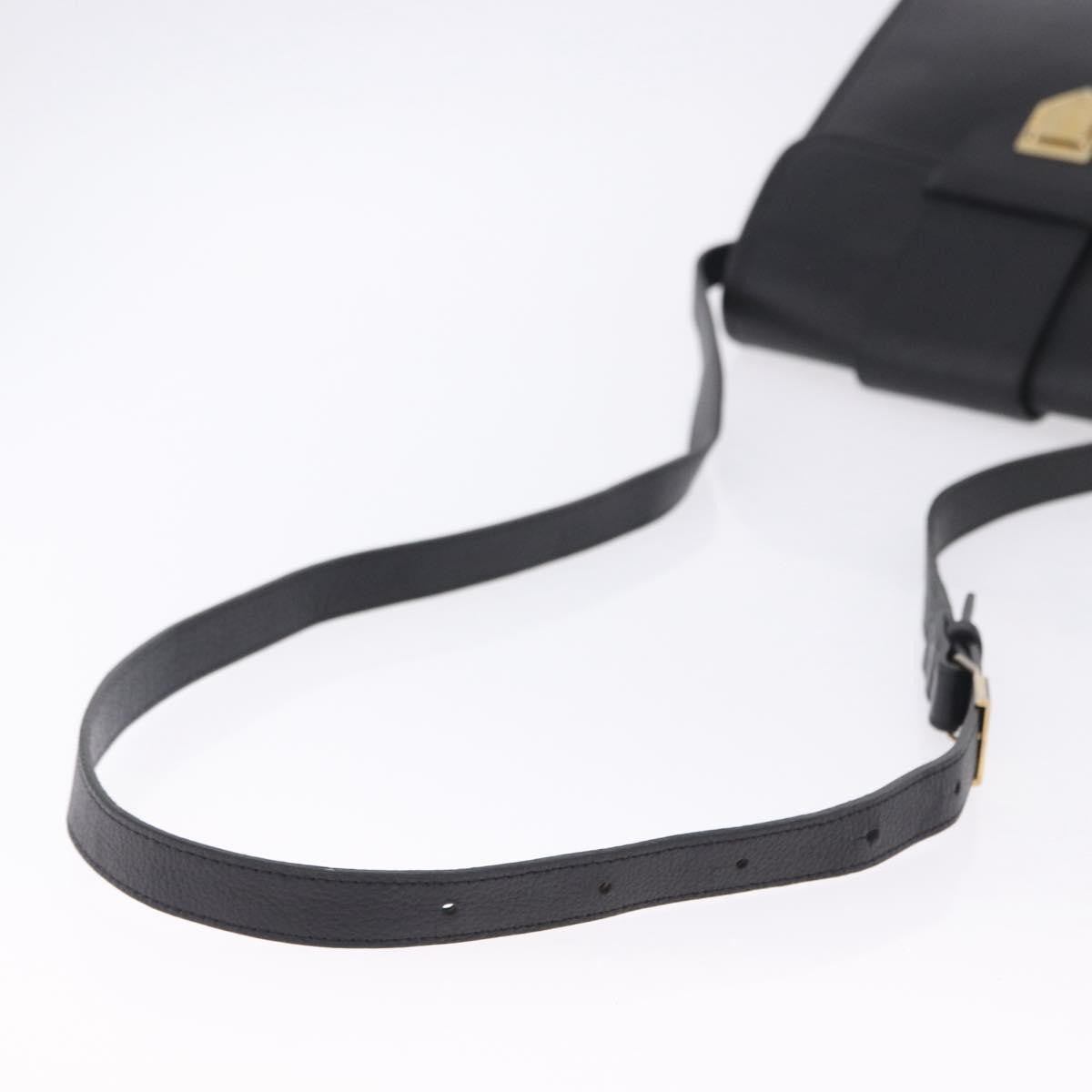 Saint Laurent Vintage Shoulder Bag Leather Black Leather Shoulder Bag Bag (Pre-Owned)