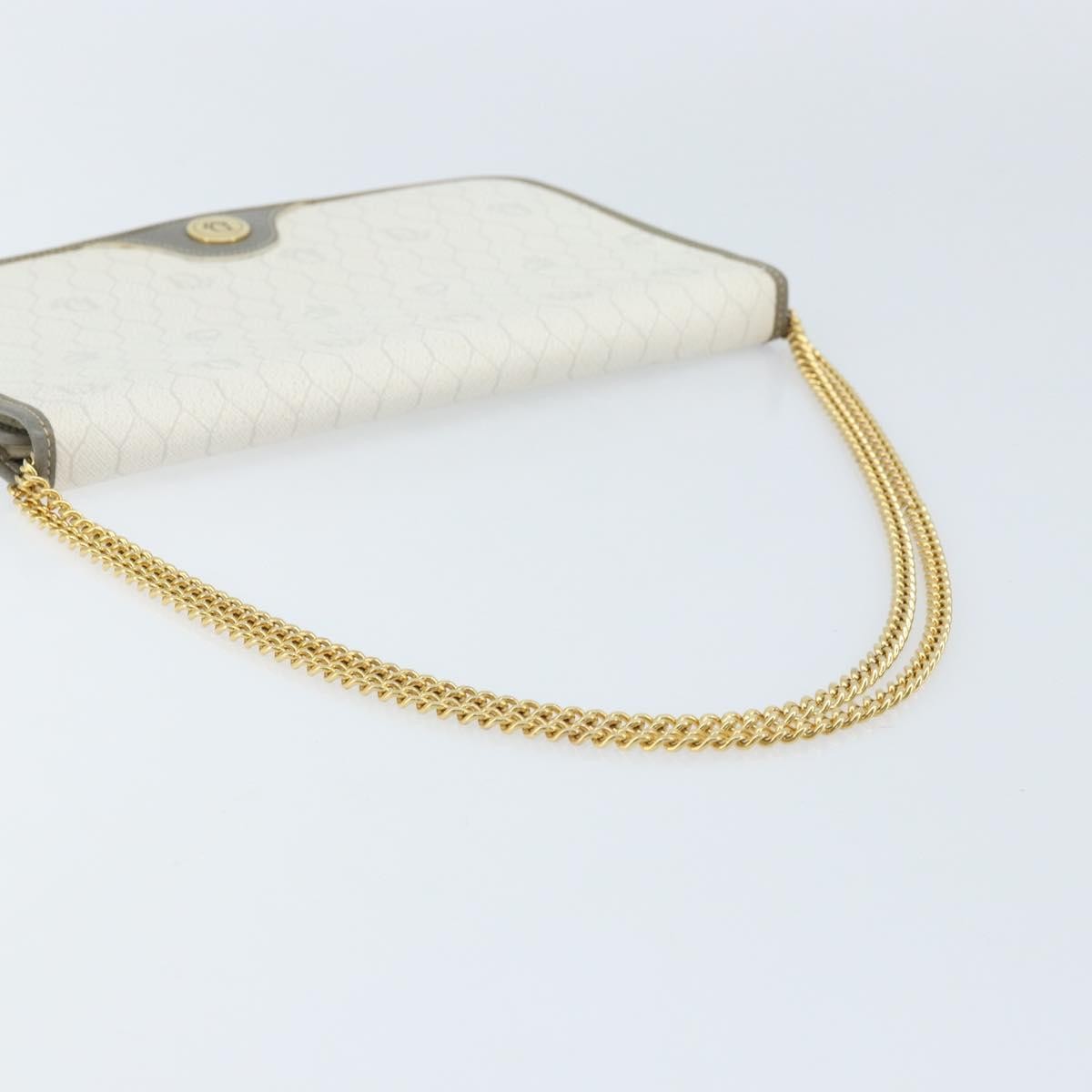 Christian Dior Vintage Honeycomb Zip Coated Canvas White Canvas Clutche & Pouche Bag (Pre-Owned)