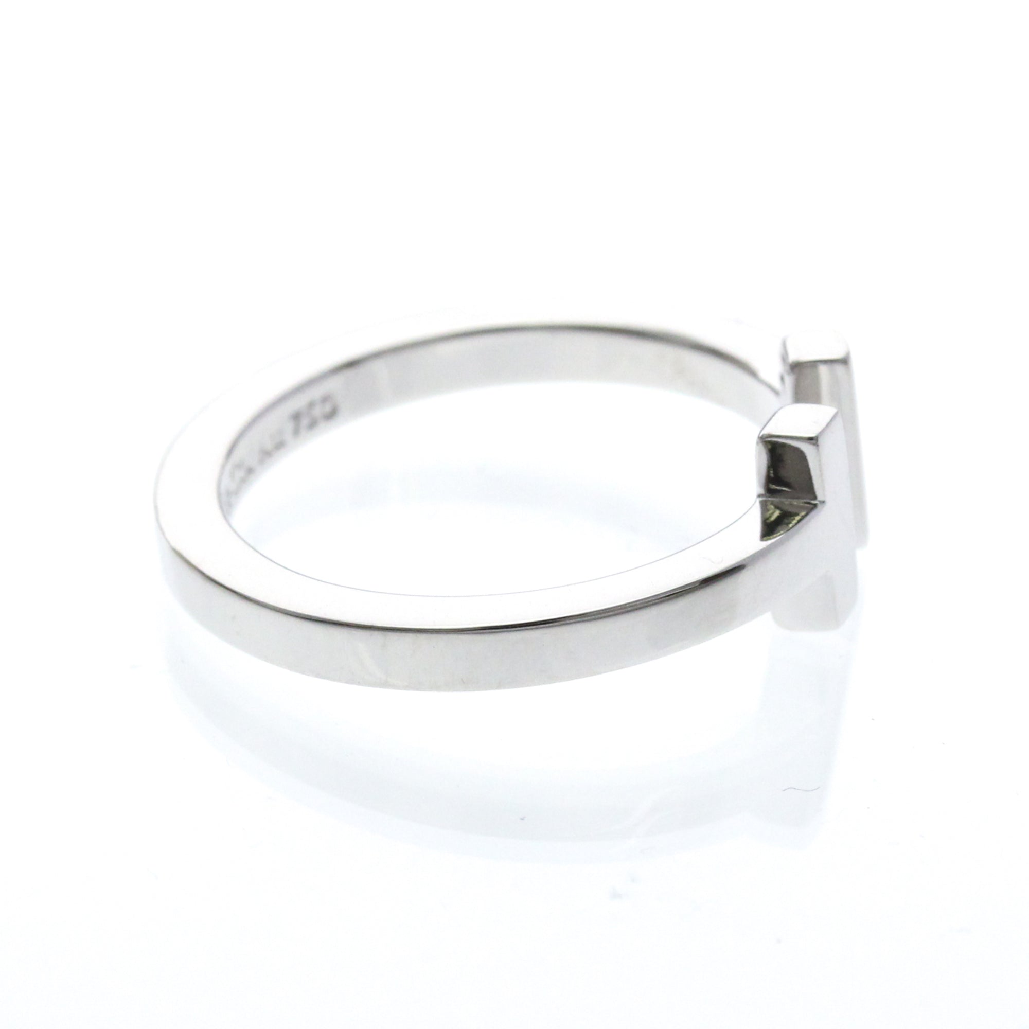 Tiffany & Co. T Square 18K White Gold Silver White_Gold Ring Jewelry (Pre-Owned)