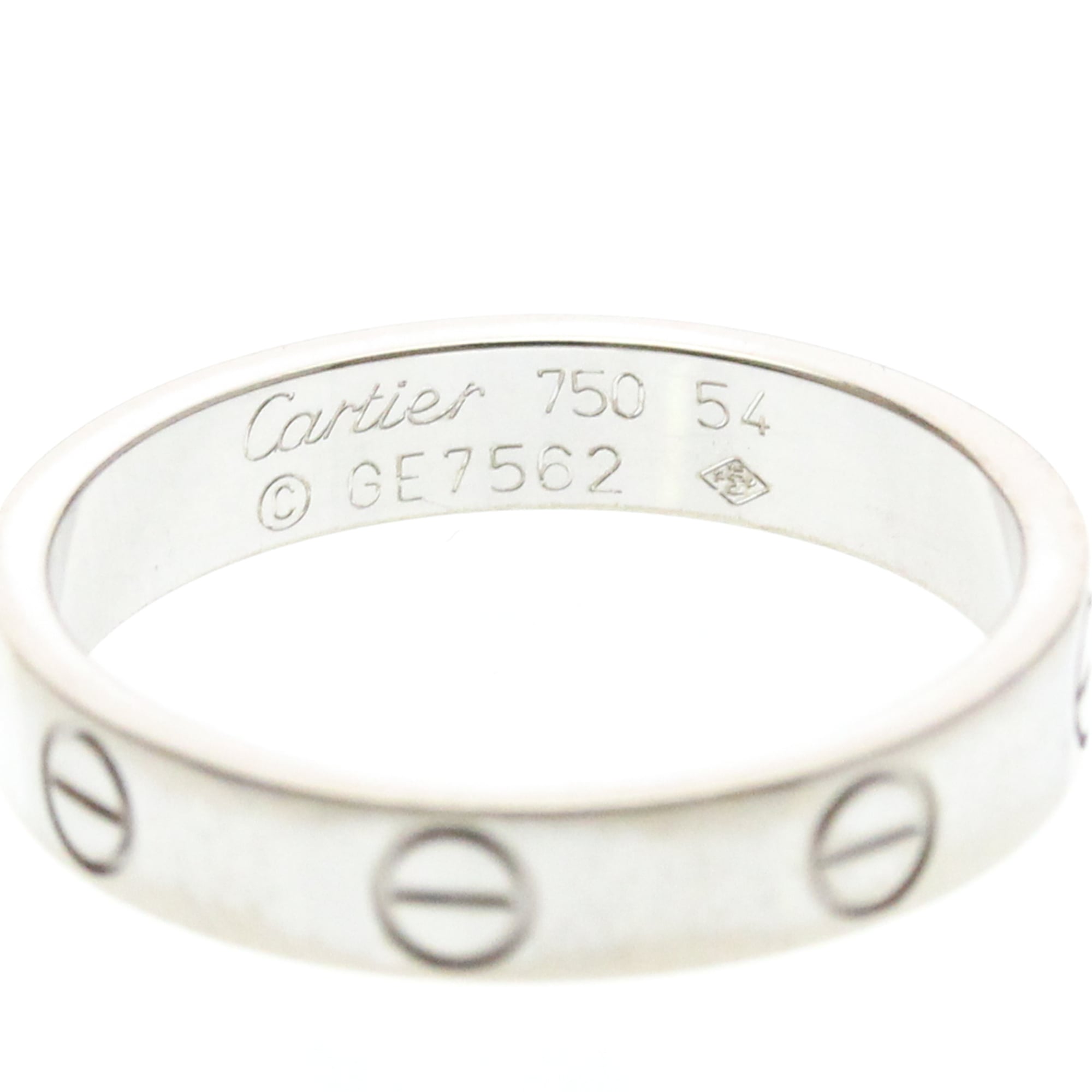 Cartier Love Band 18K White Gold Silver White_Gold Ring Jewelry (Pre-Owned)