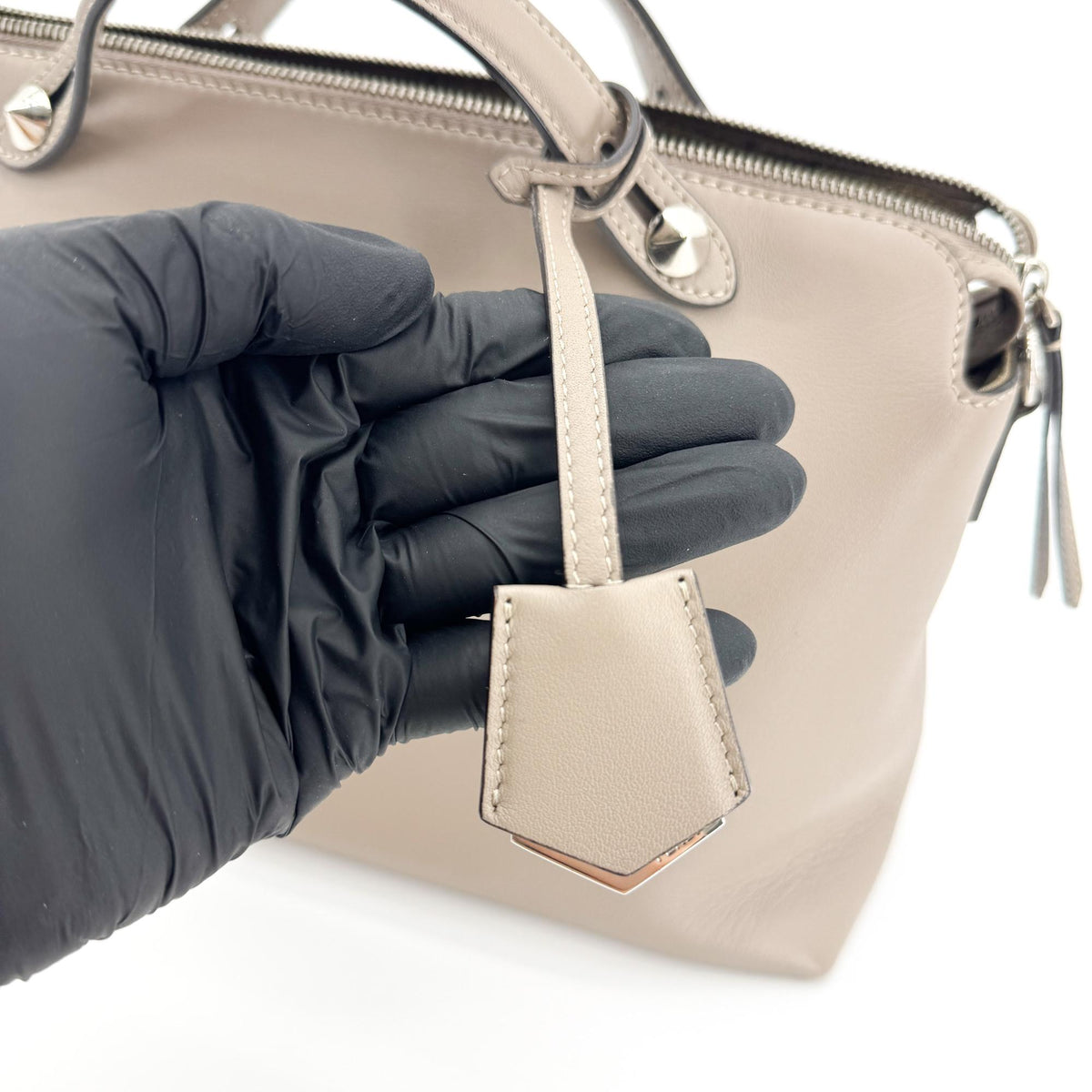 Fendi By The Way Satchel Calfskin Beige Leather Handbag (Pre-Owned)