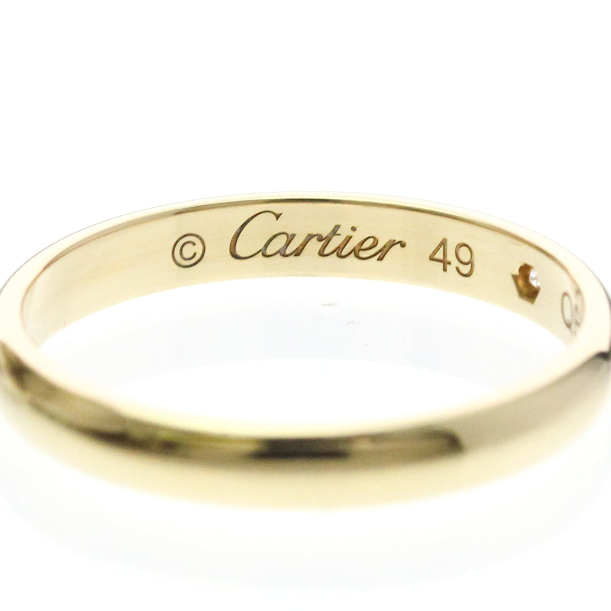 Cartier 1895 Wedding Band 18K Rose Gold With Diamond Gold Yellow_Gold Ring Jewelry (Pre-Owned)
