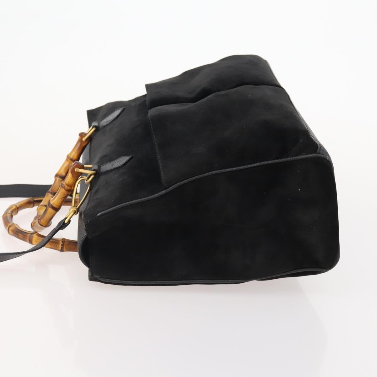 Gucci Bamboo Suede Black Suede Tote Bag Bag (Pre-Owned)