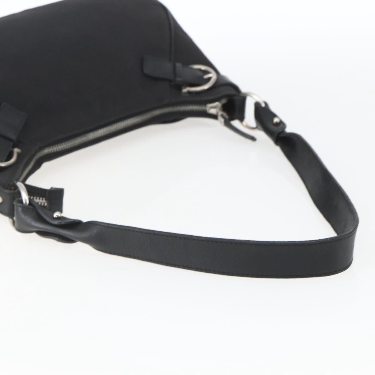 Salvatore Ferragamo Vintage Gancini Hobo Leather Black Canvas Shoulder Bag Bag (Pre-Owned)