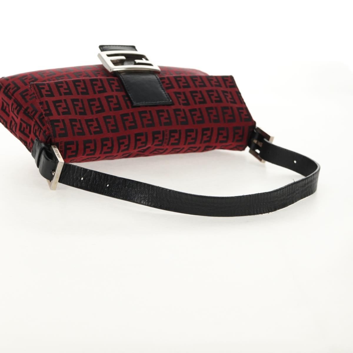 Fendi Baguette Zucchino Canvas Red Canvas Handbag (Pre-Owned)