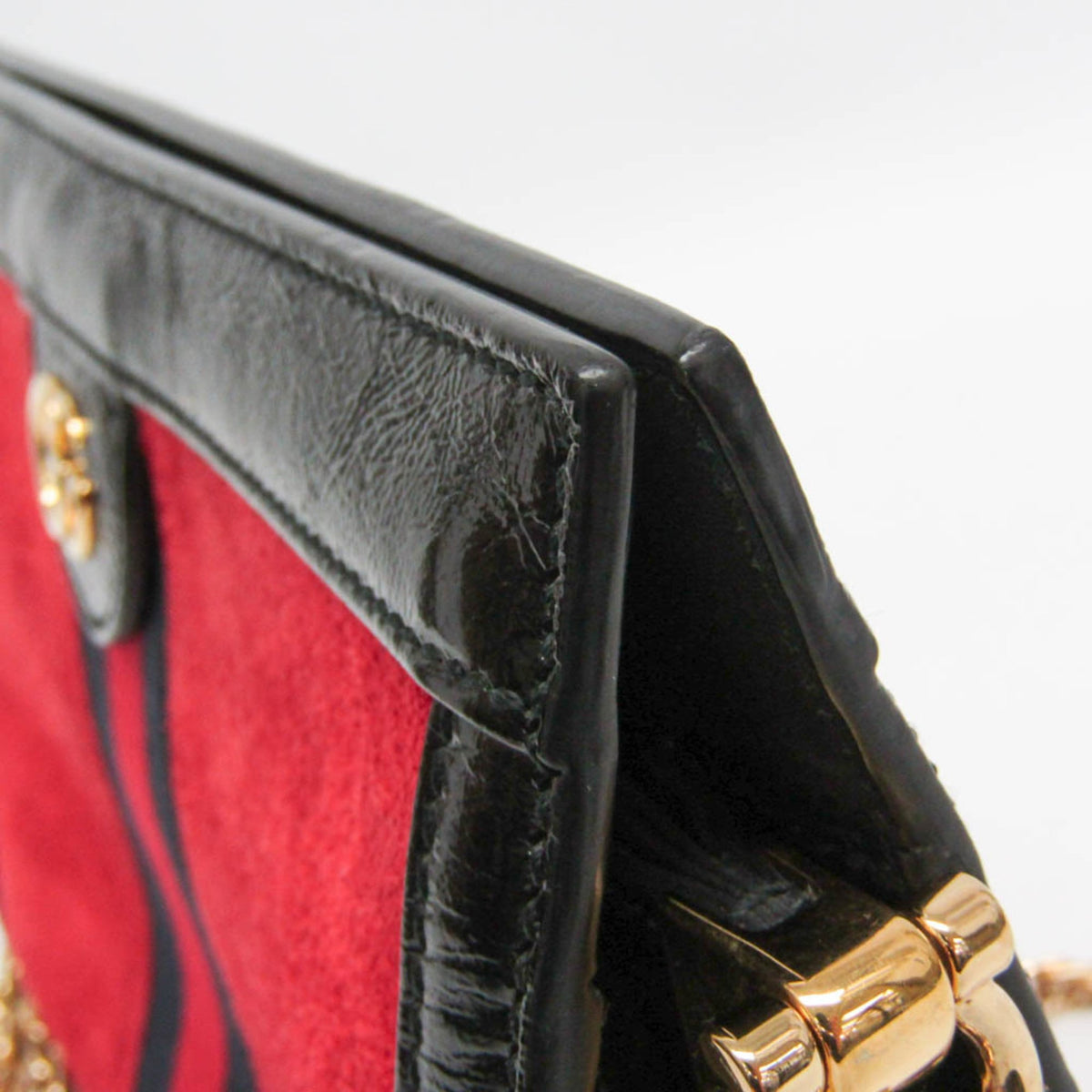 Gucci Ophidia Chain Suede Red Leather Shoulder Bag Bag (Pre-Owned)