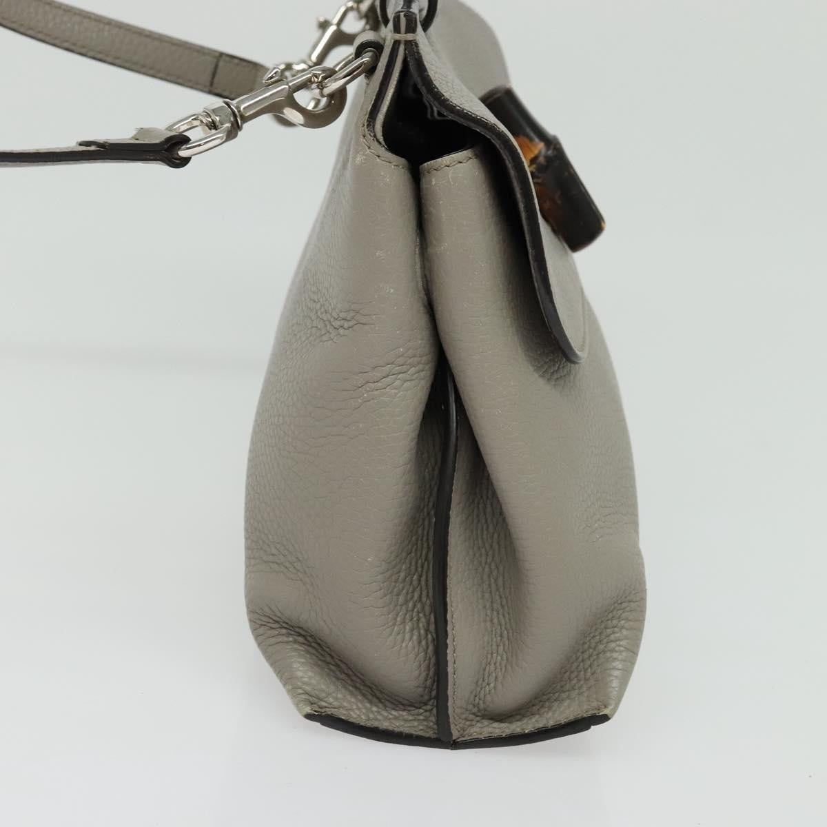 Gucci Bamboo Daily Top Handle Leather Gray Leather Shoulder Bag Bag (Pre-Owned)